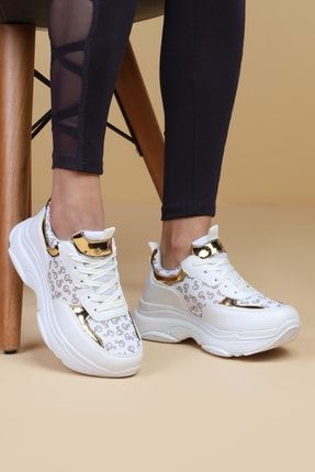 Kadın Beyaz Bağcıklı Spor Ayakkabı SWL-SNKR1