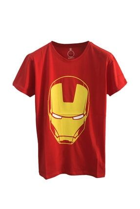 Unisex Kırmızı Marvel Ironman Karakter Tshirt VBNM1023