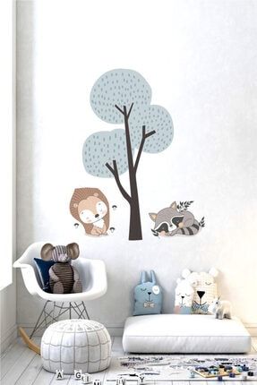 Ağaç Altındaki Sevimli Hayvanlar Çocuk Odası Duvar Sticker bkds064