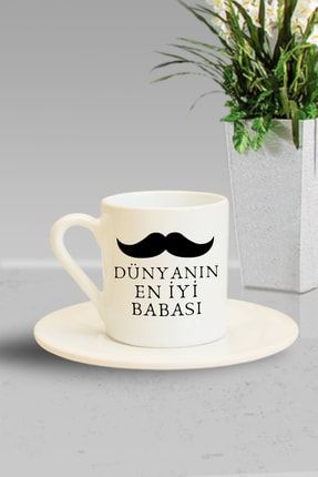 Dünyanın En Iyi Babası Tasarımlı Beyaz Türk Kahvesi Fincanı he-f-2093