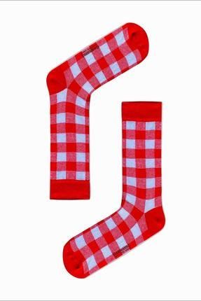 Unisex Kırmızı Oduncu Desenli Sevgililer Günü Renkli Çorap TYC00162437533