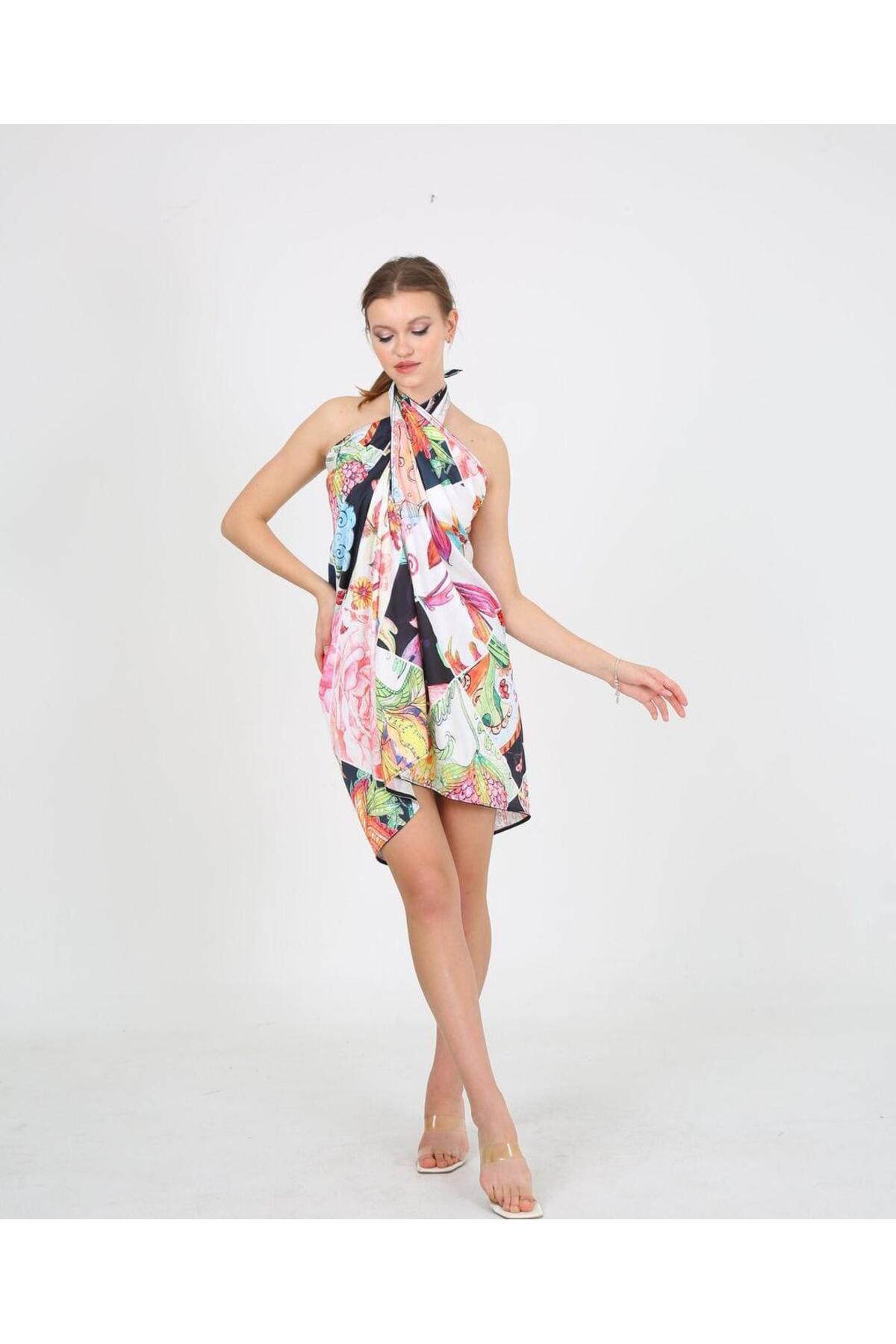 Tight Lady Yüksek Kalite Dijital Baskı Karışık Desen Plaj Pareo Iç Göstermeyen Parlak Kumaş-95cm*145cm