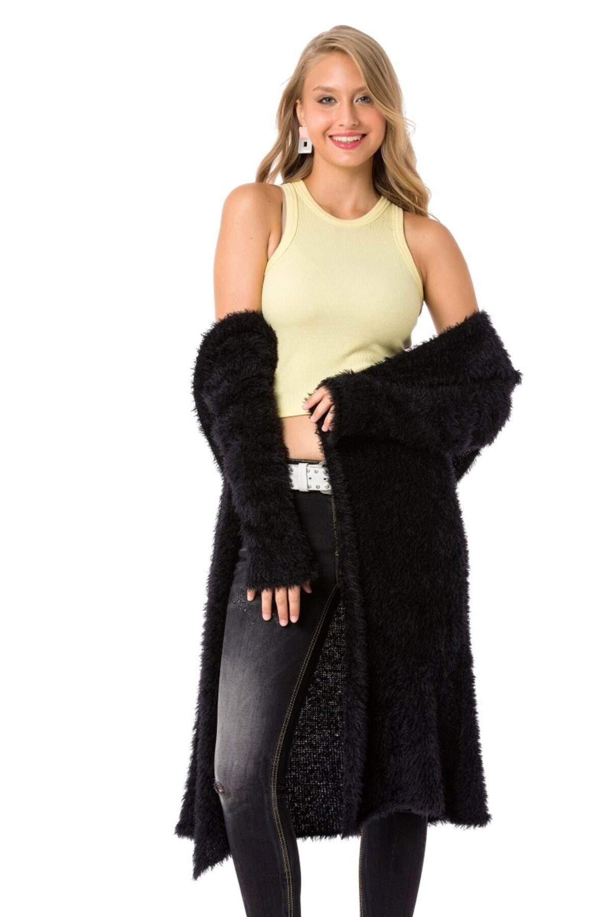 Wp244 Plush Long Cardigan