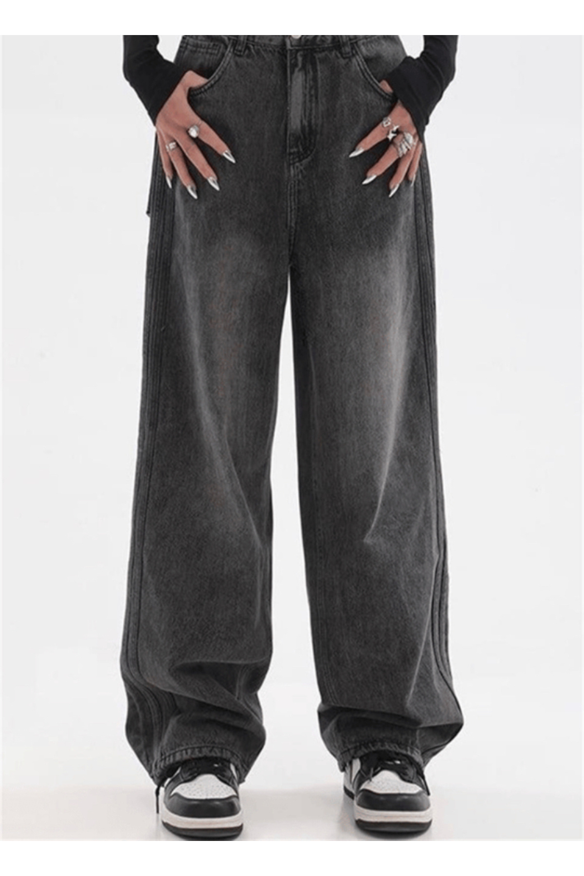 Köstebek Yıkamalı Siyah Jean Denim Pantolon — مشکی Popgiyimjesns