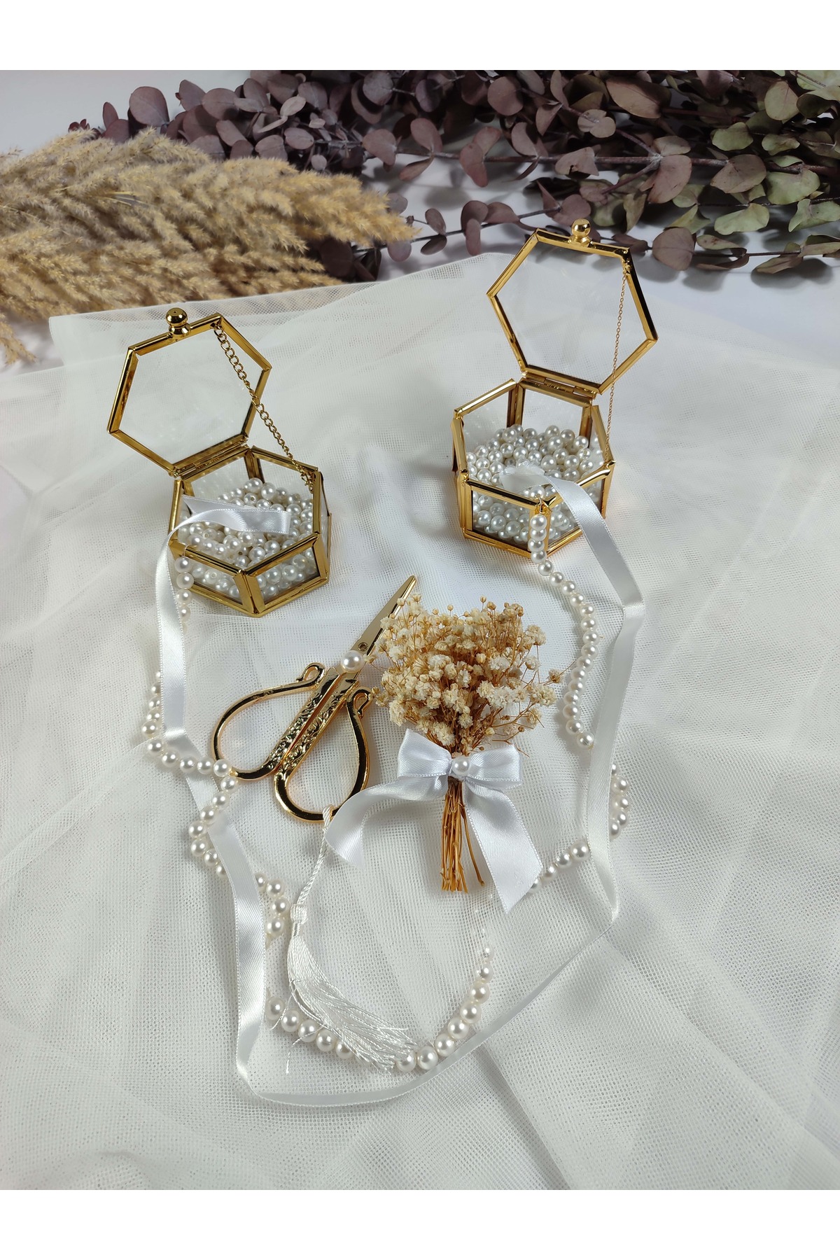 Basic Creation Söz Tepsisi- İnci Kurdele-Sekizgen Lüx Kutu-İsteme - Tepsisi