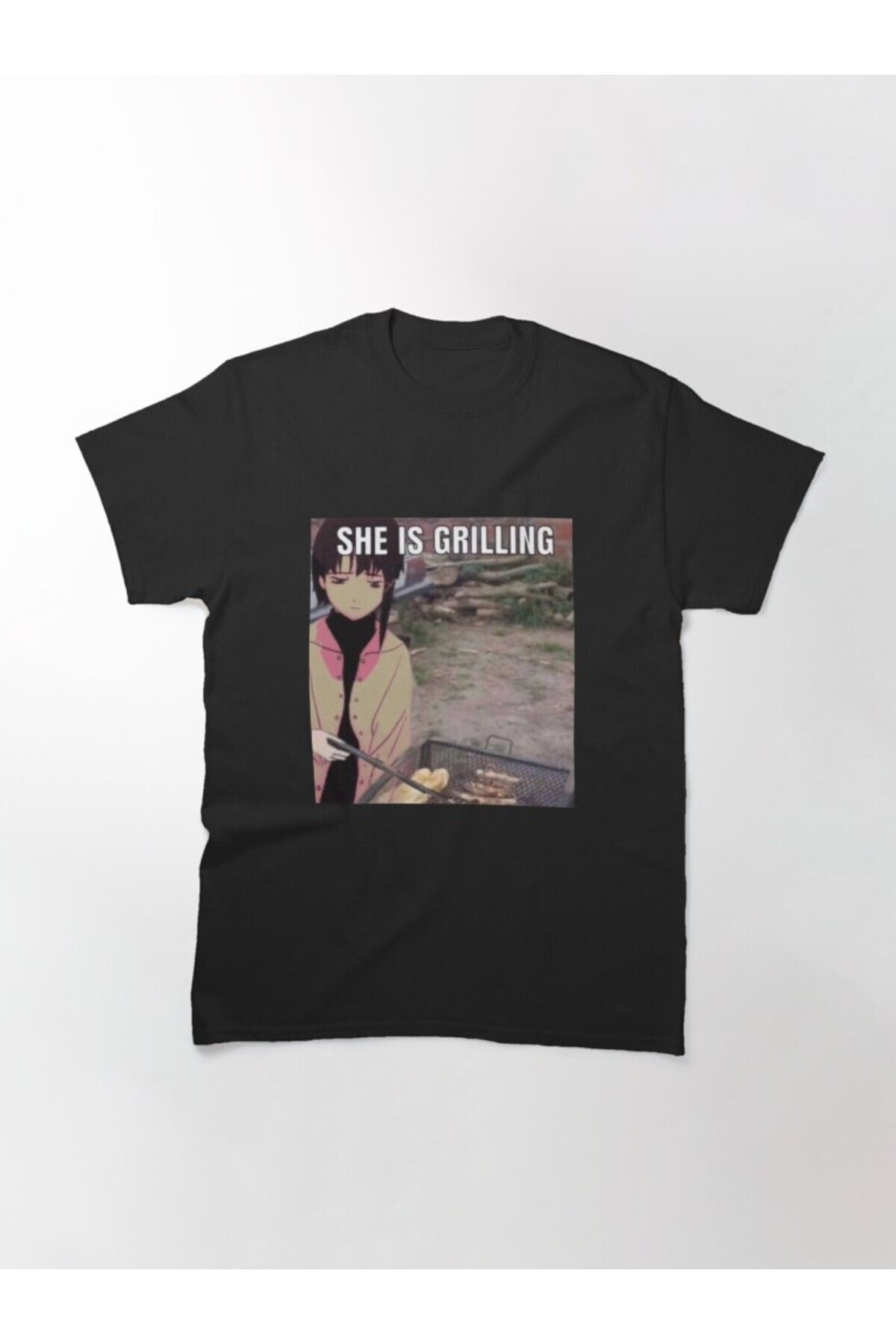 ZOKAWEAR-Loose Pattern Serial Experiments Lain Grilling Meme Design Printed T-shirt 2