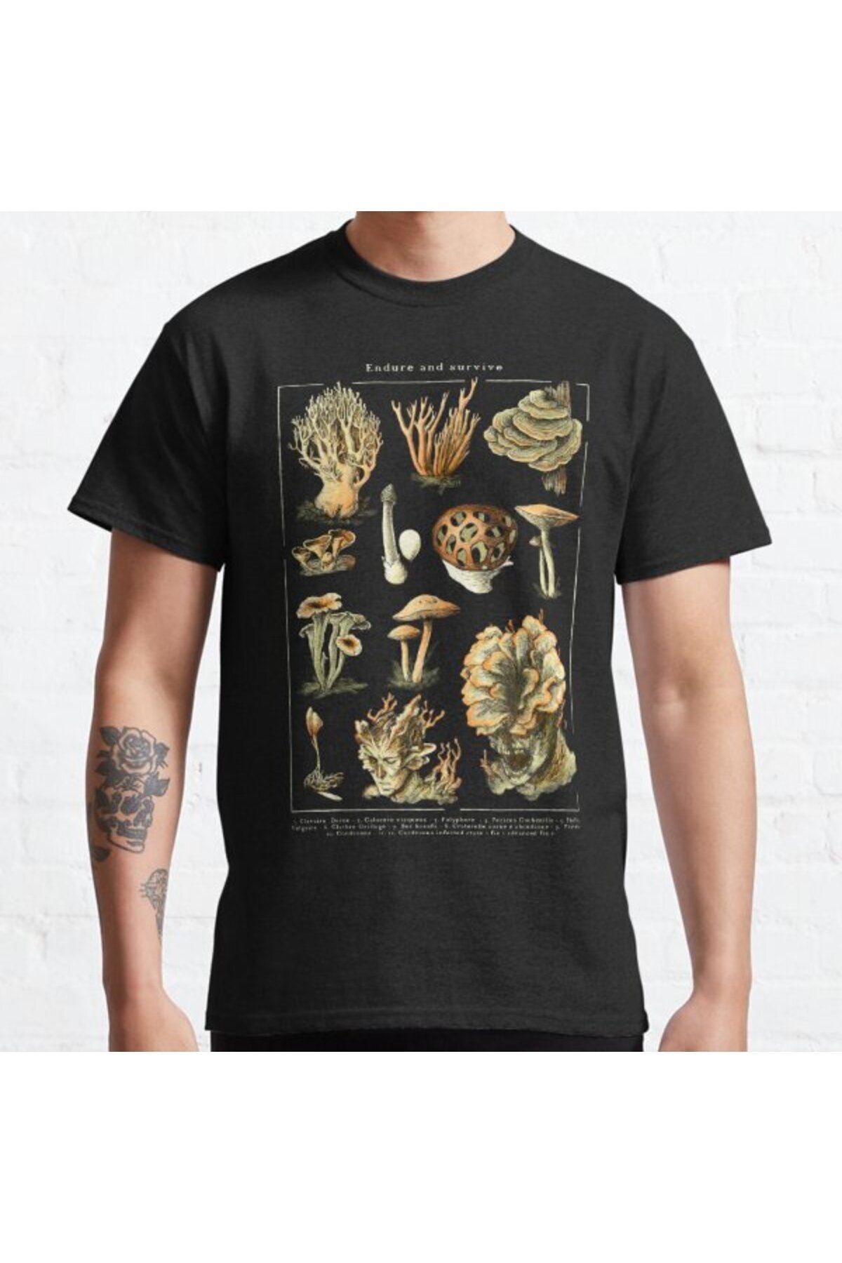 ZOKAWEAR Loose Fit Unisex Endure And Survive The Last Of Us Cordyceps Mushrooms Dark Design Τυπωμένο Μπλουζάκι für Ενηλίκων Unisex - S