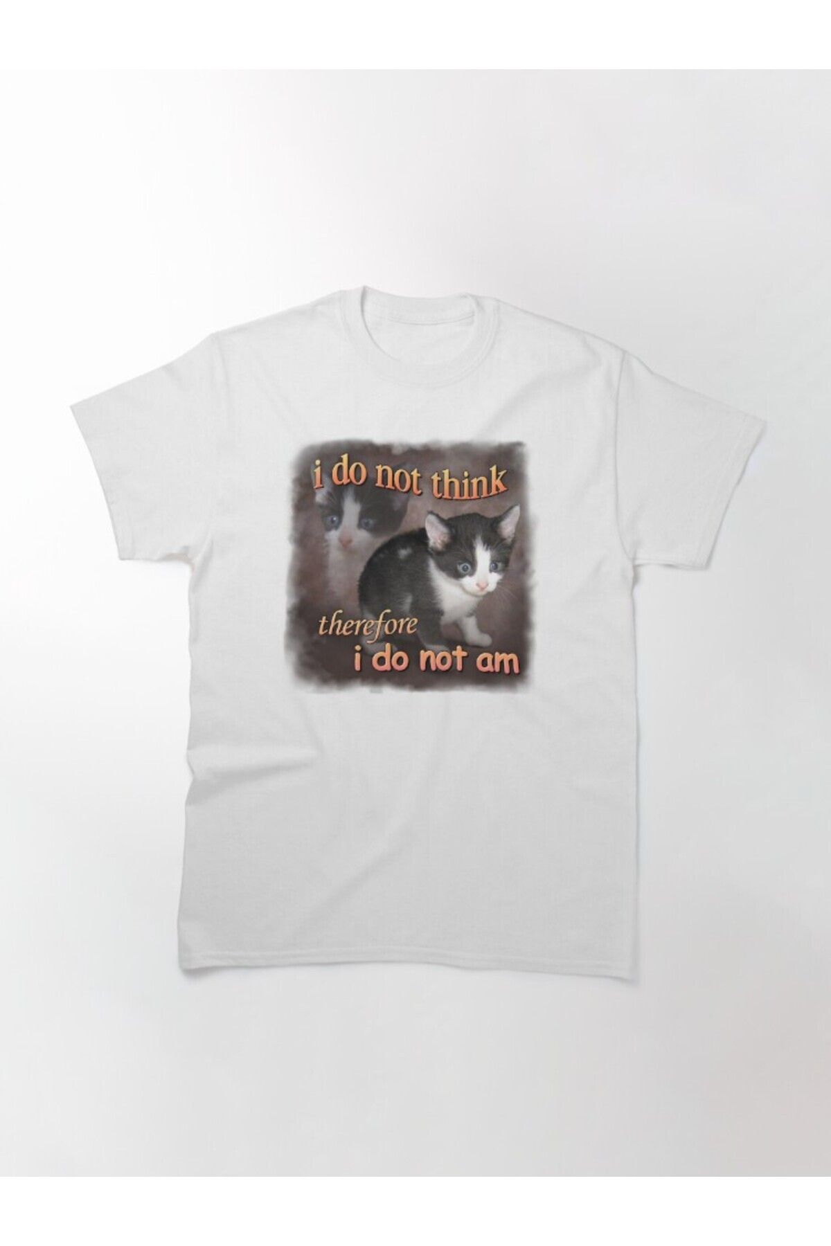 ZOKAWEAR-Loose Fit Unisex I Do Not Think Therefore I Do Not Am Cat Meme Σχέδιο πορτραίτου εμπριμέ μπλουζάκι 2