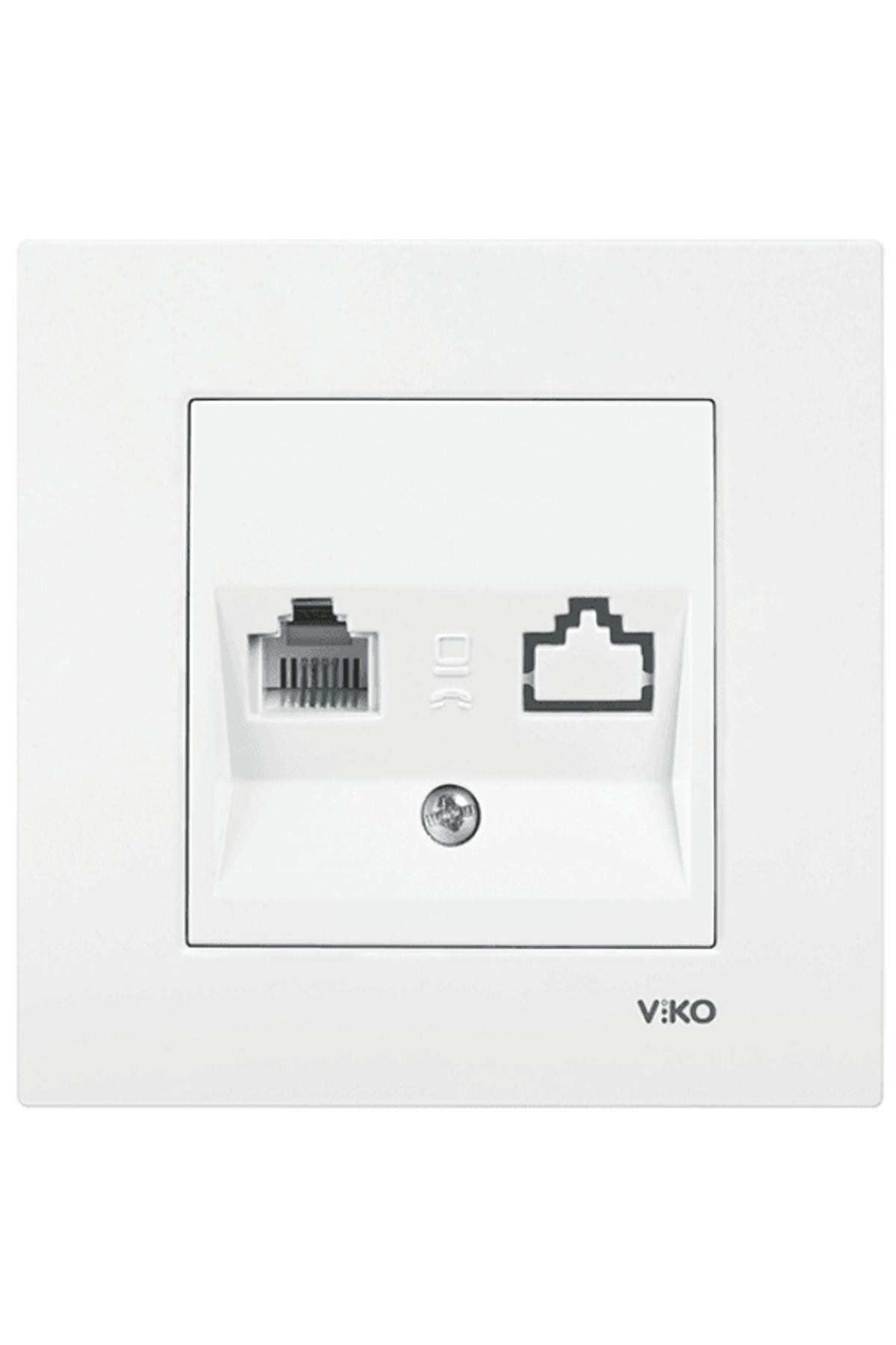 VİKO-Viko Karre Single Numeris Phone Socket Cat3 White (Frame Included)90967013 (4 Pieces) 3