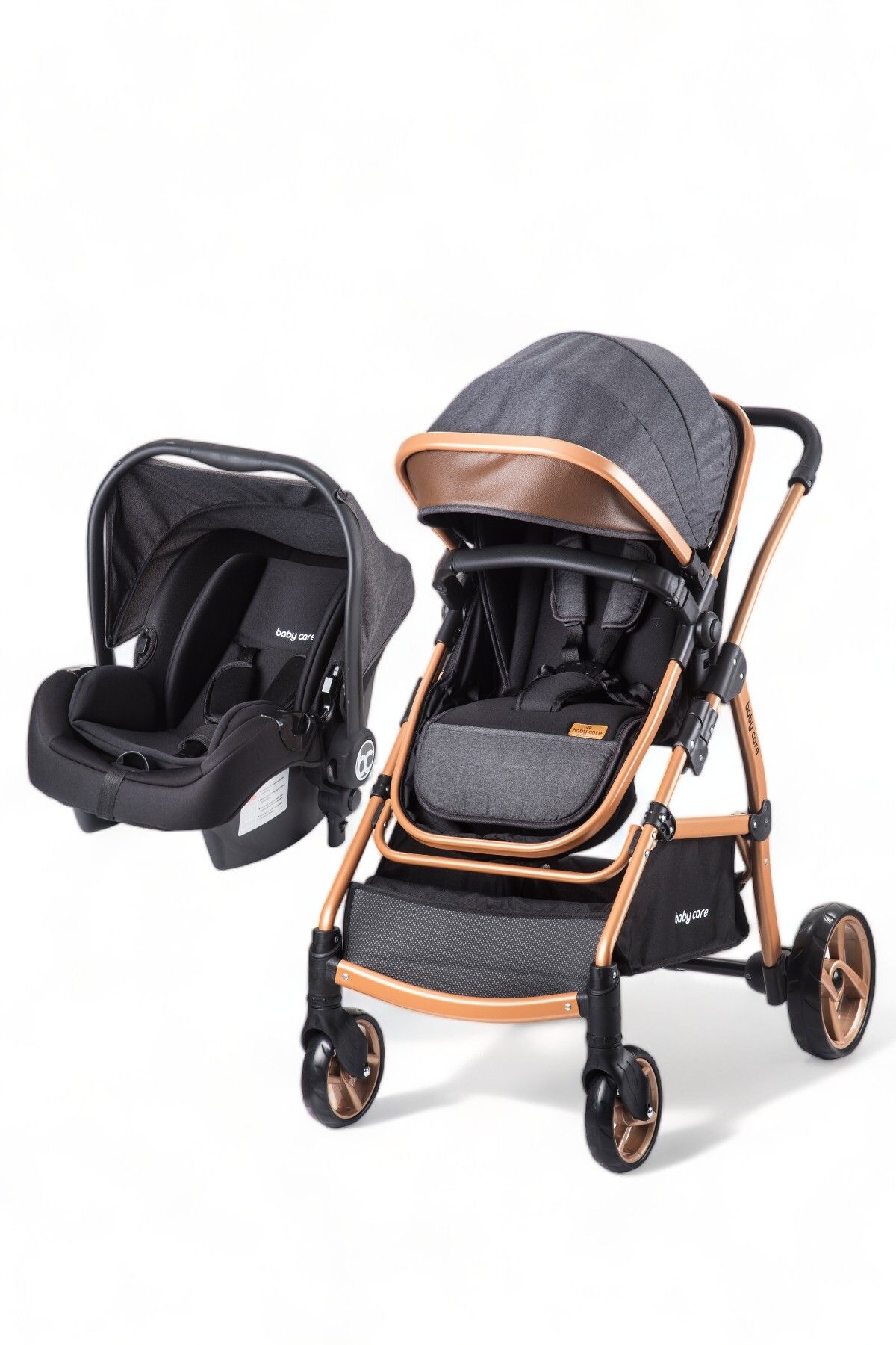 Baby Care BC 315 - Детская коляска Safari Pro Travel System (золотисто-черная) BC 315