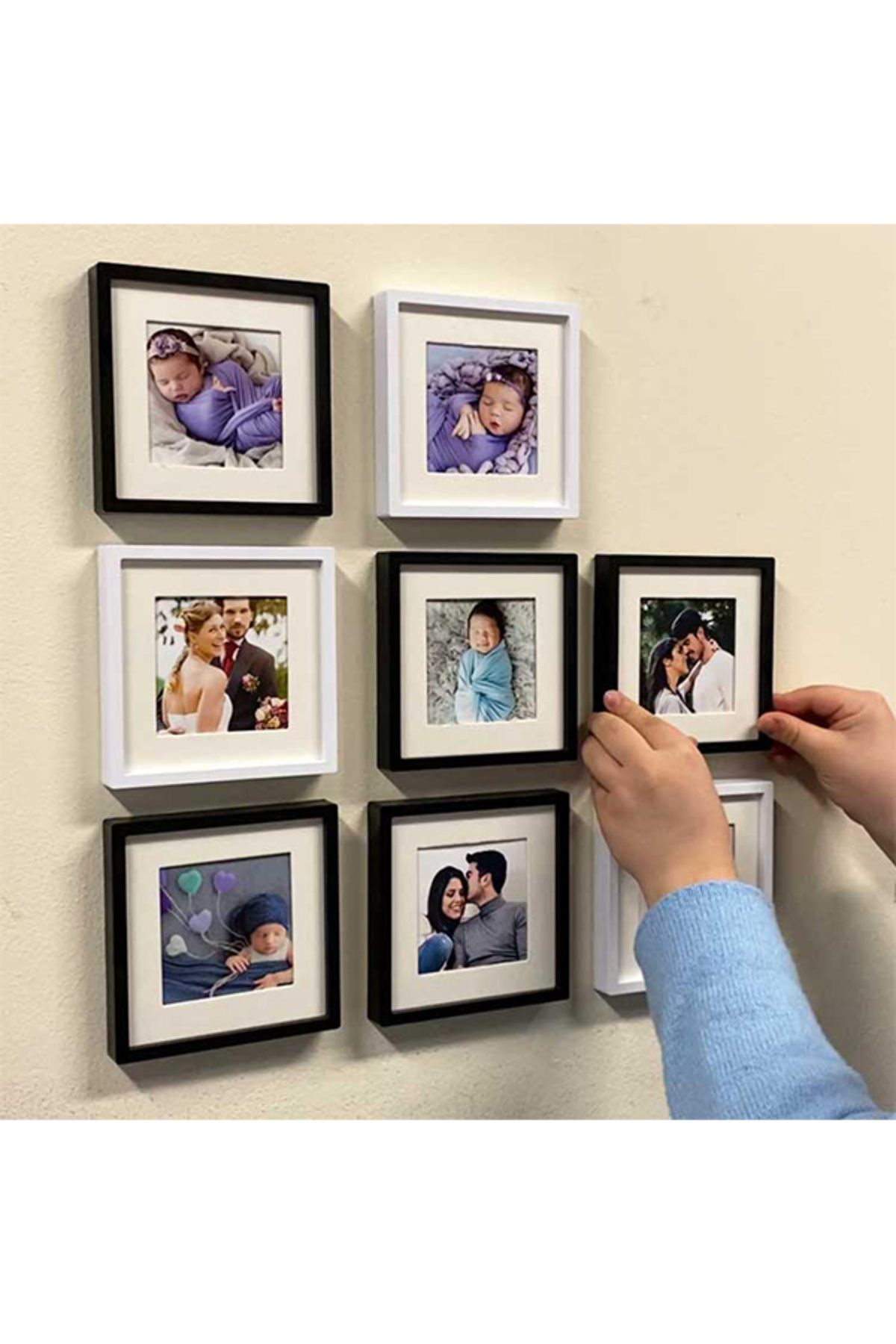 Mayalımeri-Remove-Plug Photo Frame with Paspart 14x14 Square Frame 3 Pack (WITHOUT PHOTO) - White 5