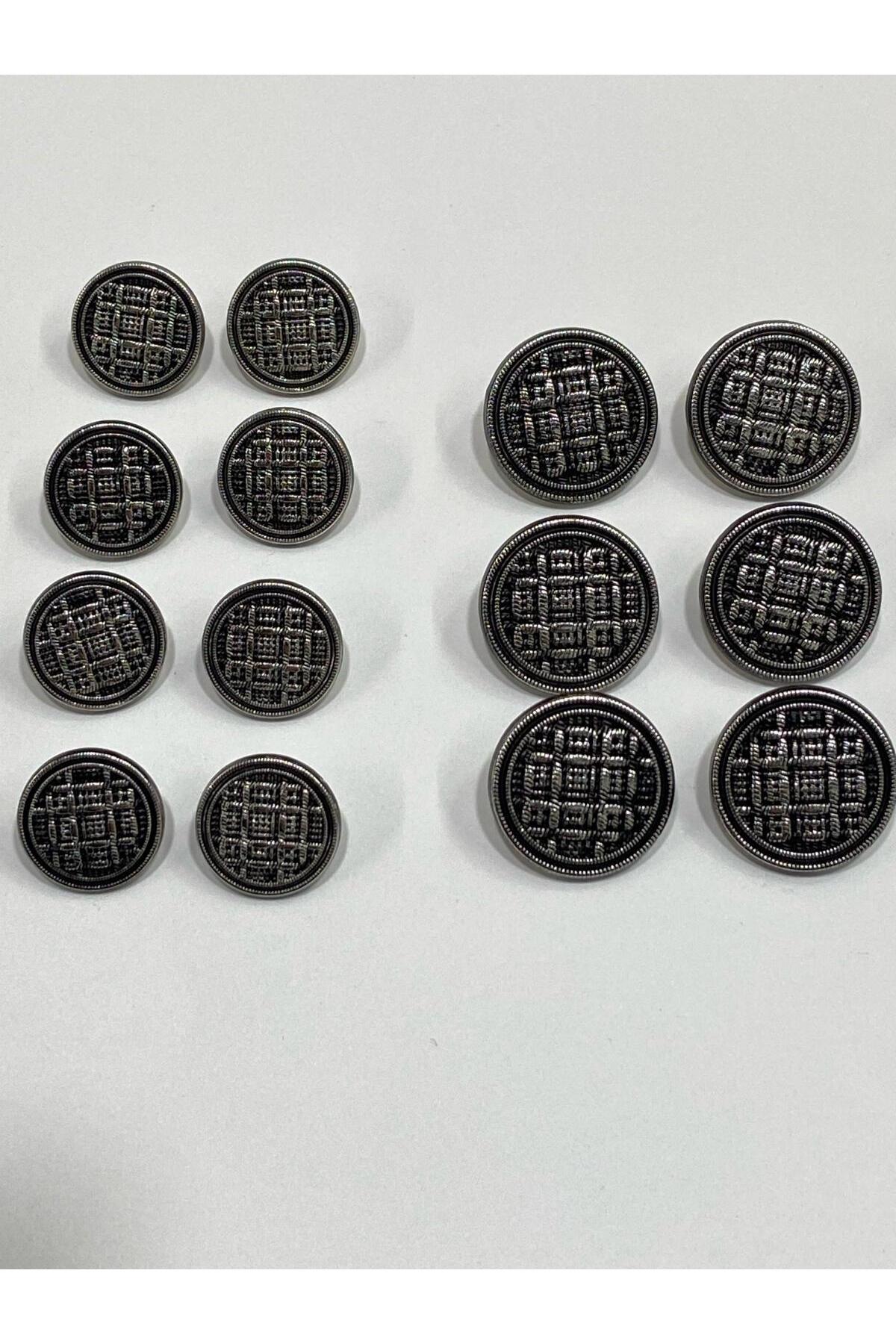 Blazer Jacket Button Set Wicker Model Silver Black Pulsed
