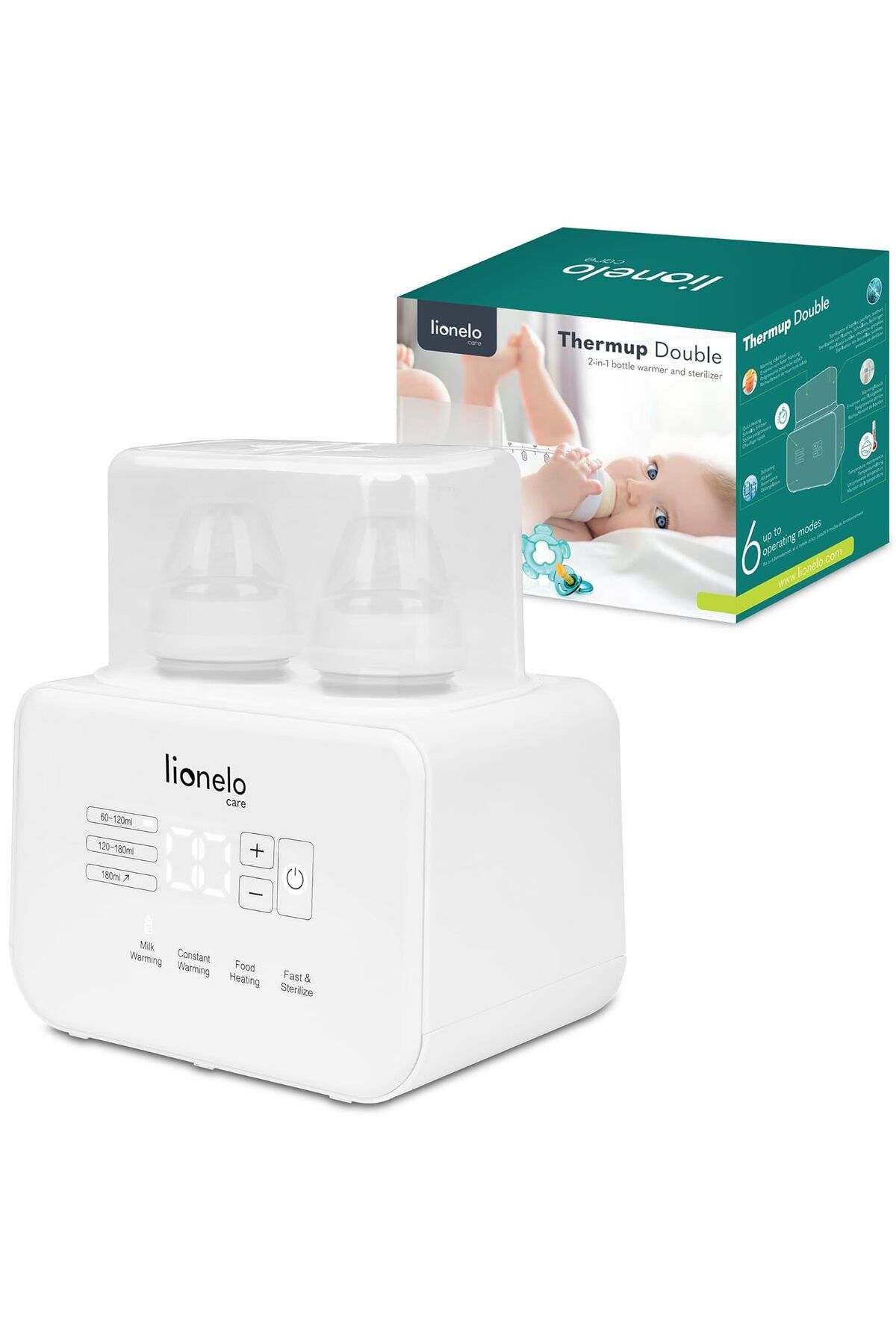 Lİonelo Çift Şişe Isıtıcı: Sessiz Çalışma, Sterilizasyon ve Buz Çözme Fonksiyonuyla Pratik Bebek Besleme