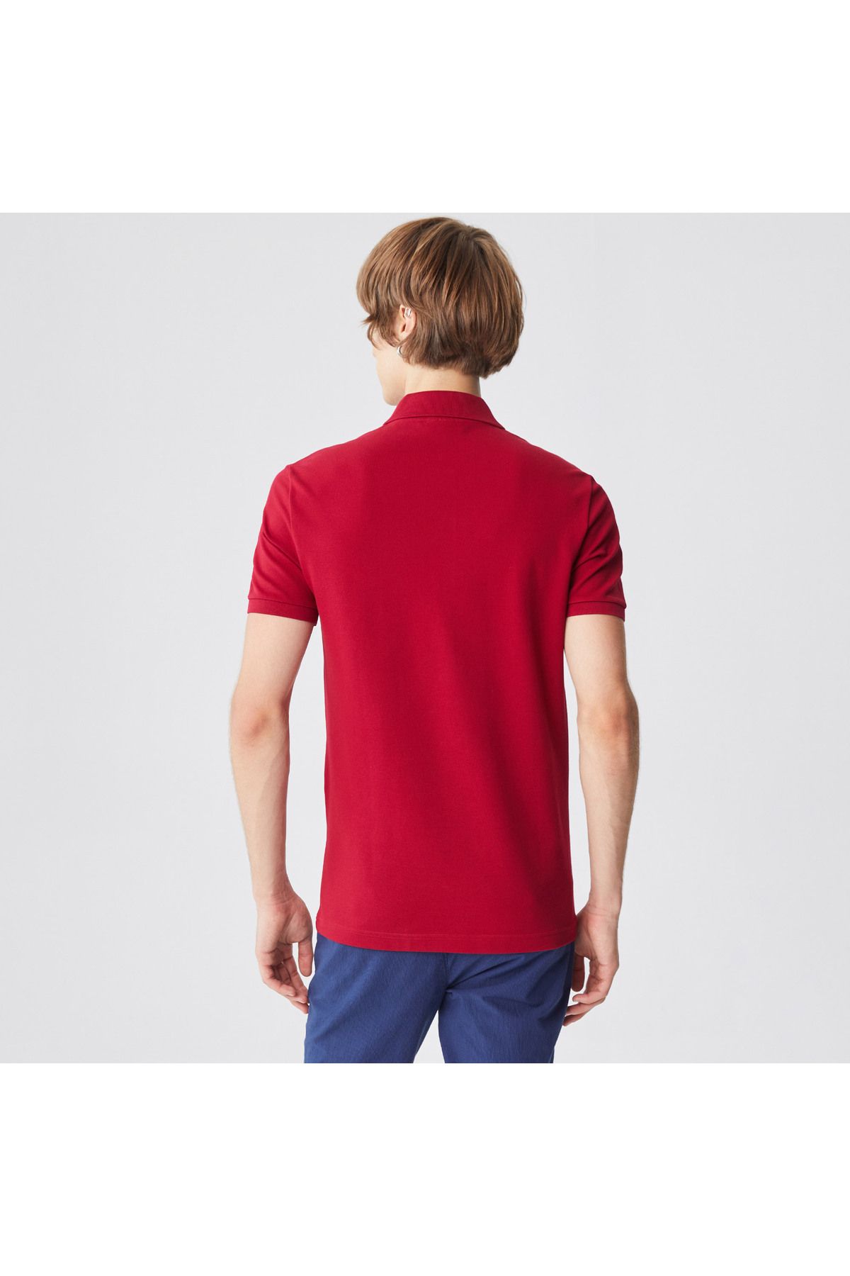 تی شرت یقه پولو قرمز مردانه چوگان باریک اورجینال Lacoste