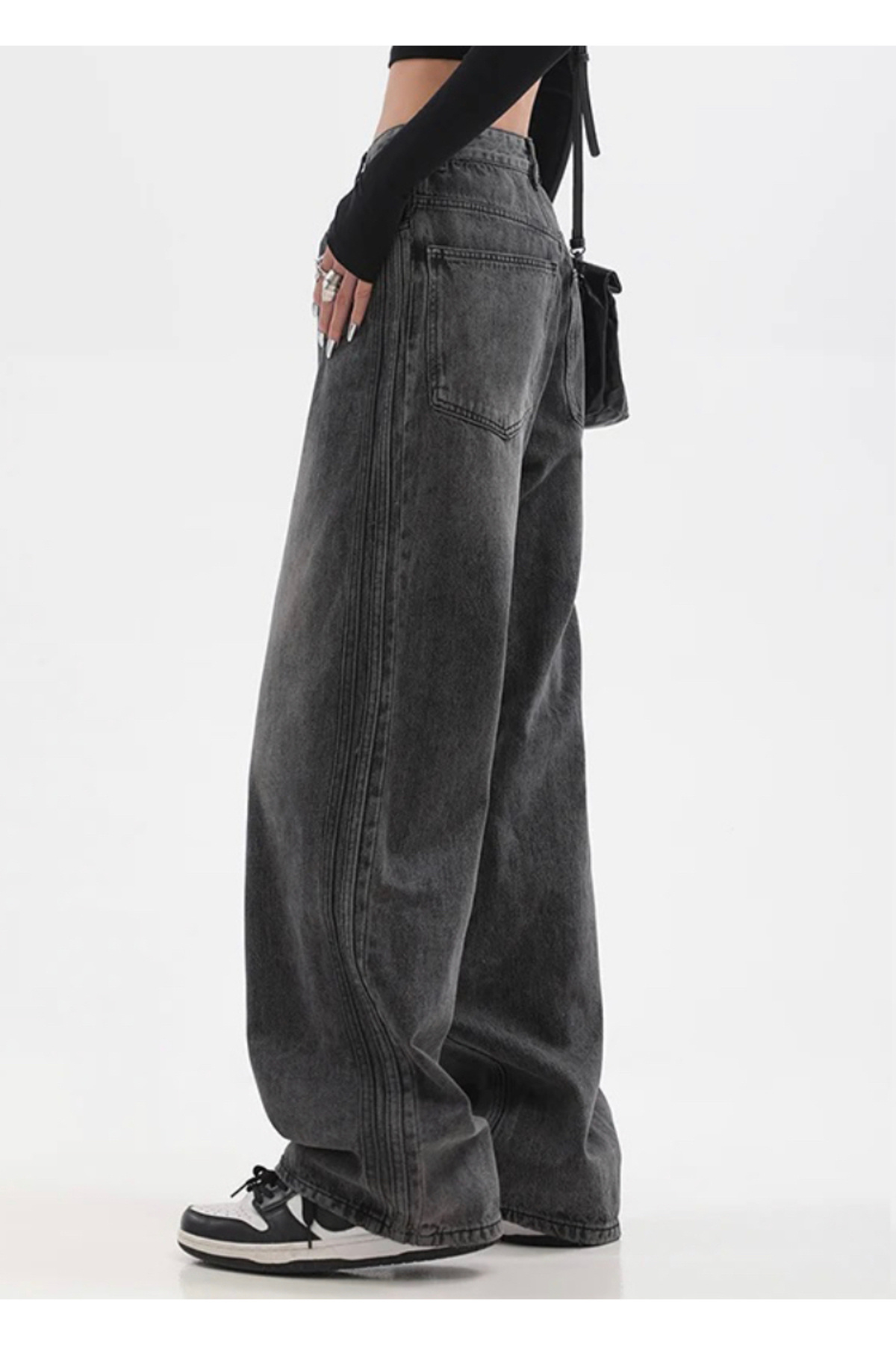 Yıkamalı Siyah Jean Denim Pantolon — مشکی Popgiyimjesns — تصویر 4 از 4
