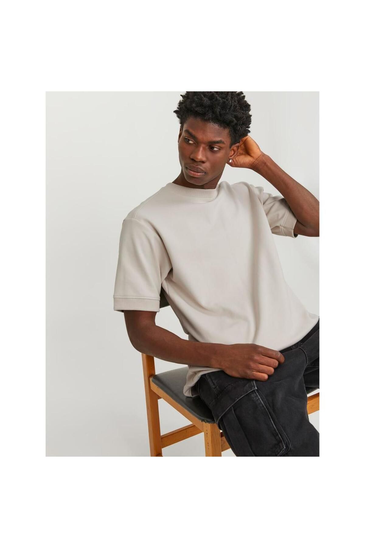 تی شرت نود مردانه کرم دکو MOM Jack Jones Jack & Jones