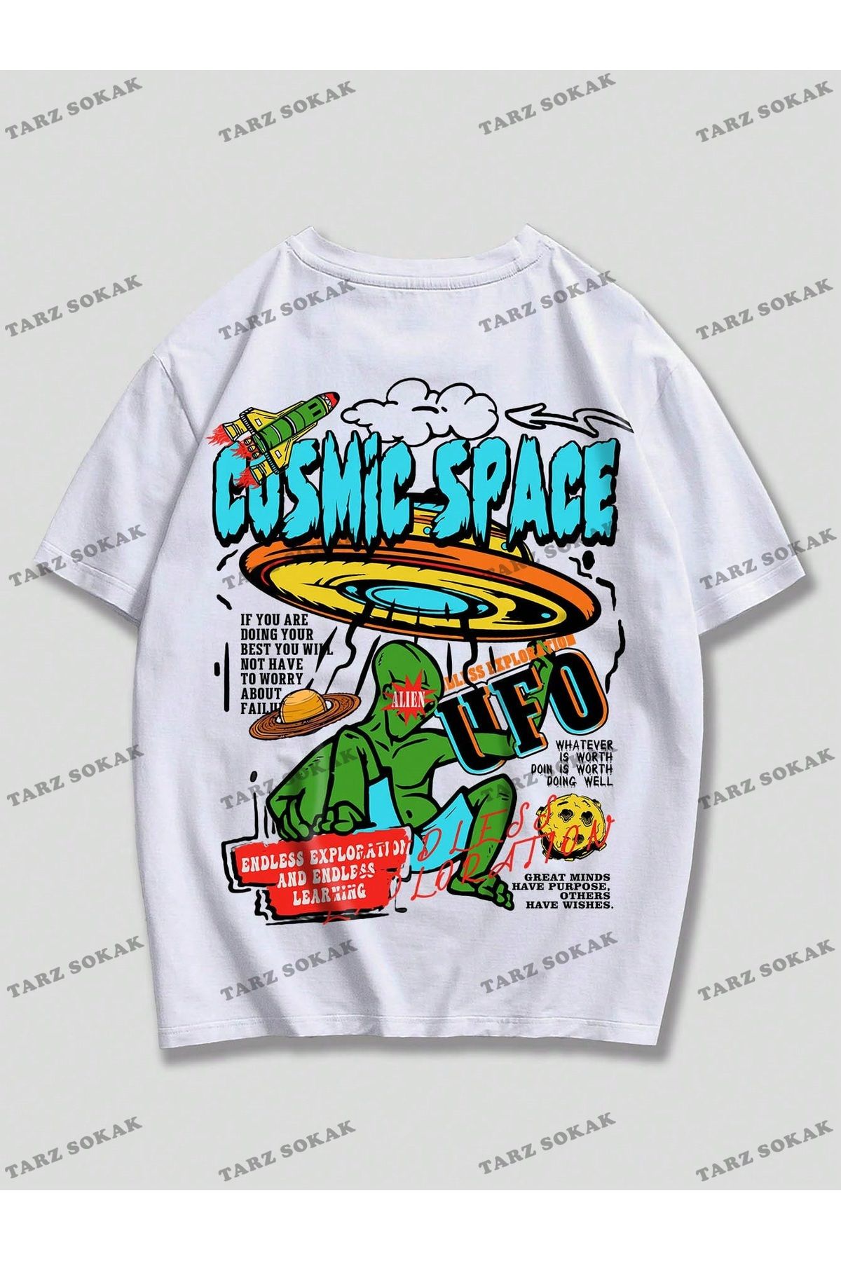 Korefanzin KOD Trend Street Life Men s Alien and Slogan Graphic T Shirt Trendyol
