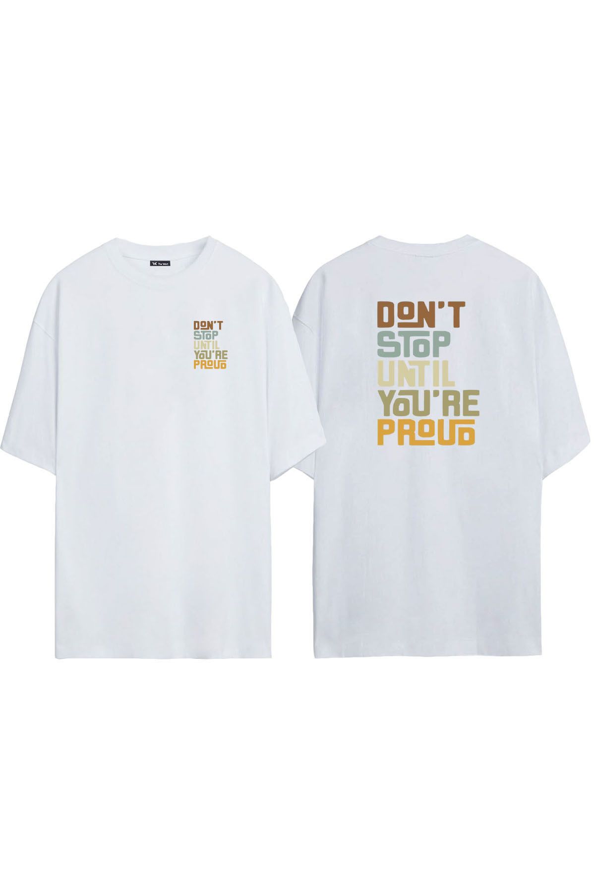 THEWERT Tricou Supradimensionat Alb Cu Imprimeu Don't Stop, Unisex Unisex - XL