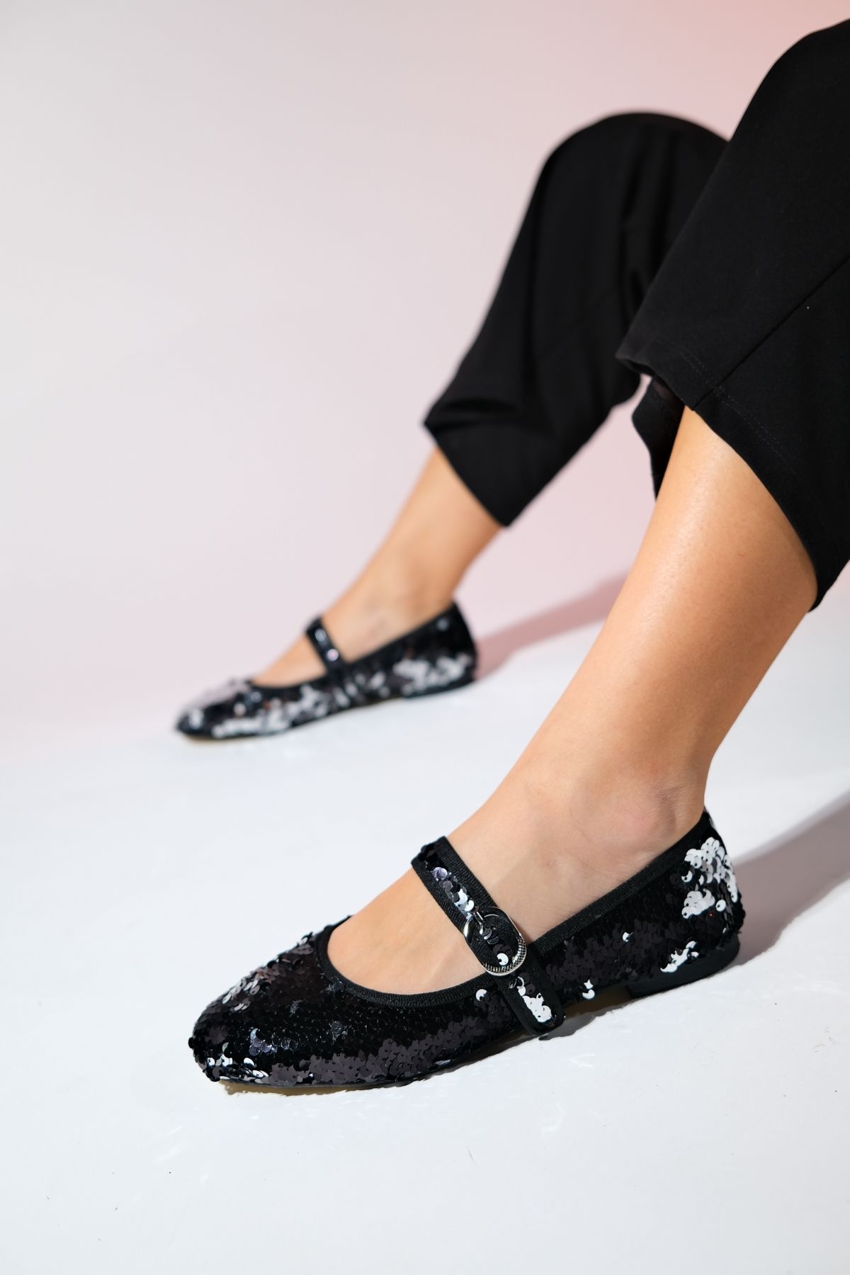 بابیت سیاه زنانه کفش های باله مسطح Wesla luvishoes