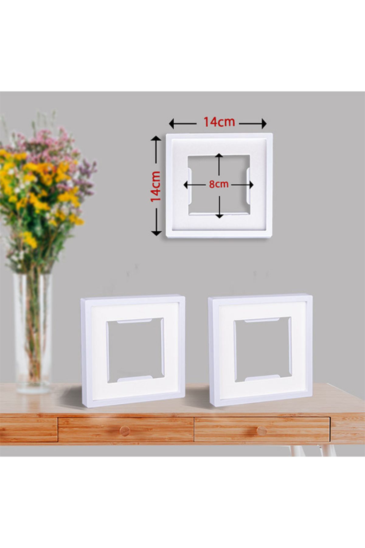 Mayalımeri-Remove-Plug Photo Frame with Paspart 14x14 Square Frame 3 Pack (WITHOUT PHOTO) - White 6