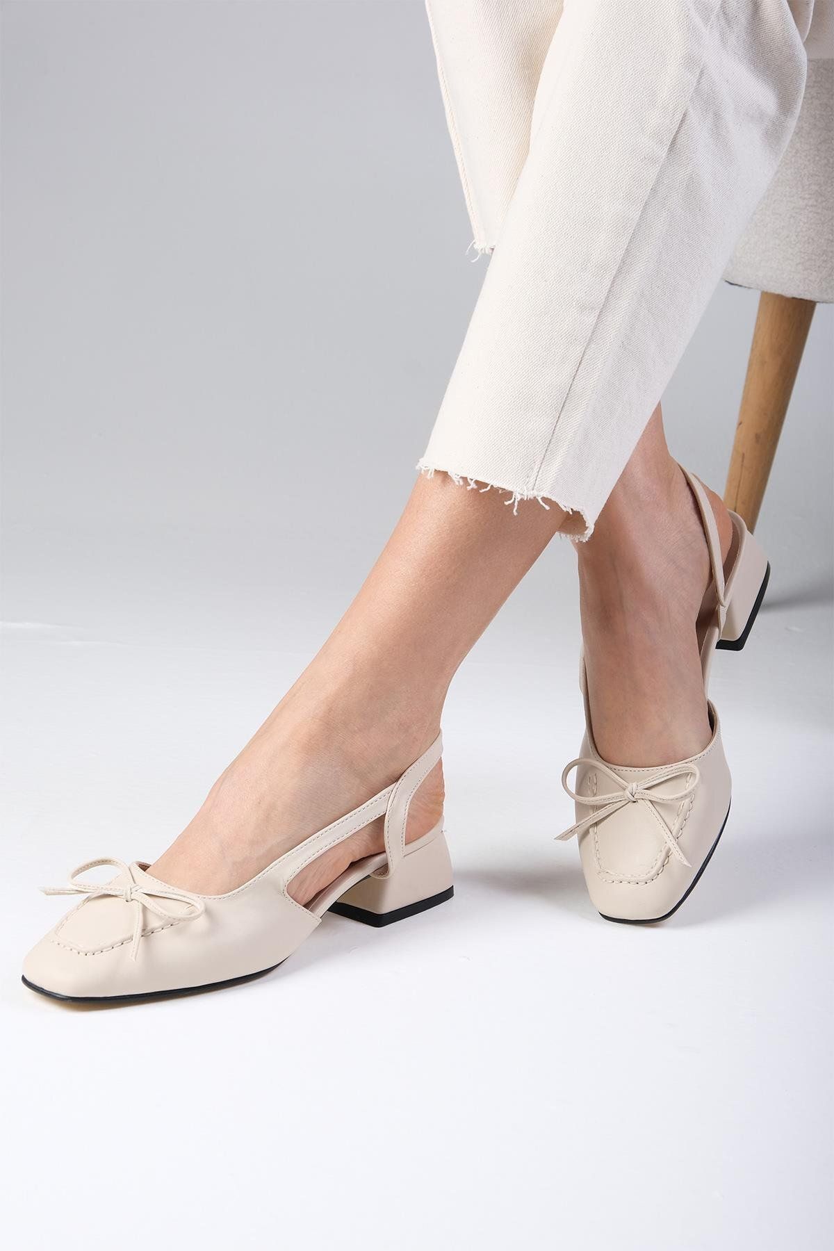 Mio Gusto-Bria Nude offene Schuhe mit kurzem Absatz für Damen 5