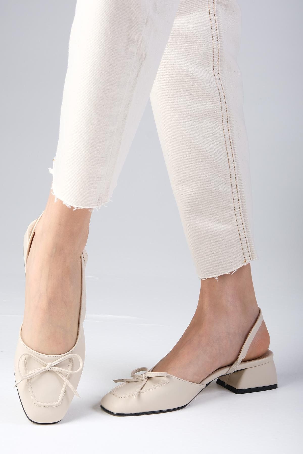 Mio Gusto-Bria Nude offene Schuhe mit kurzem Absatz für Damen 3