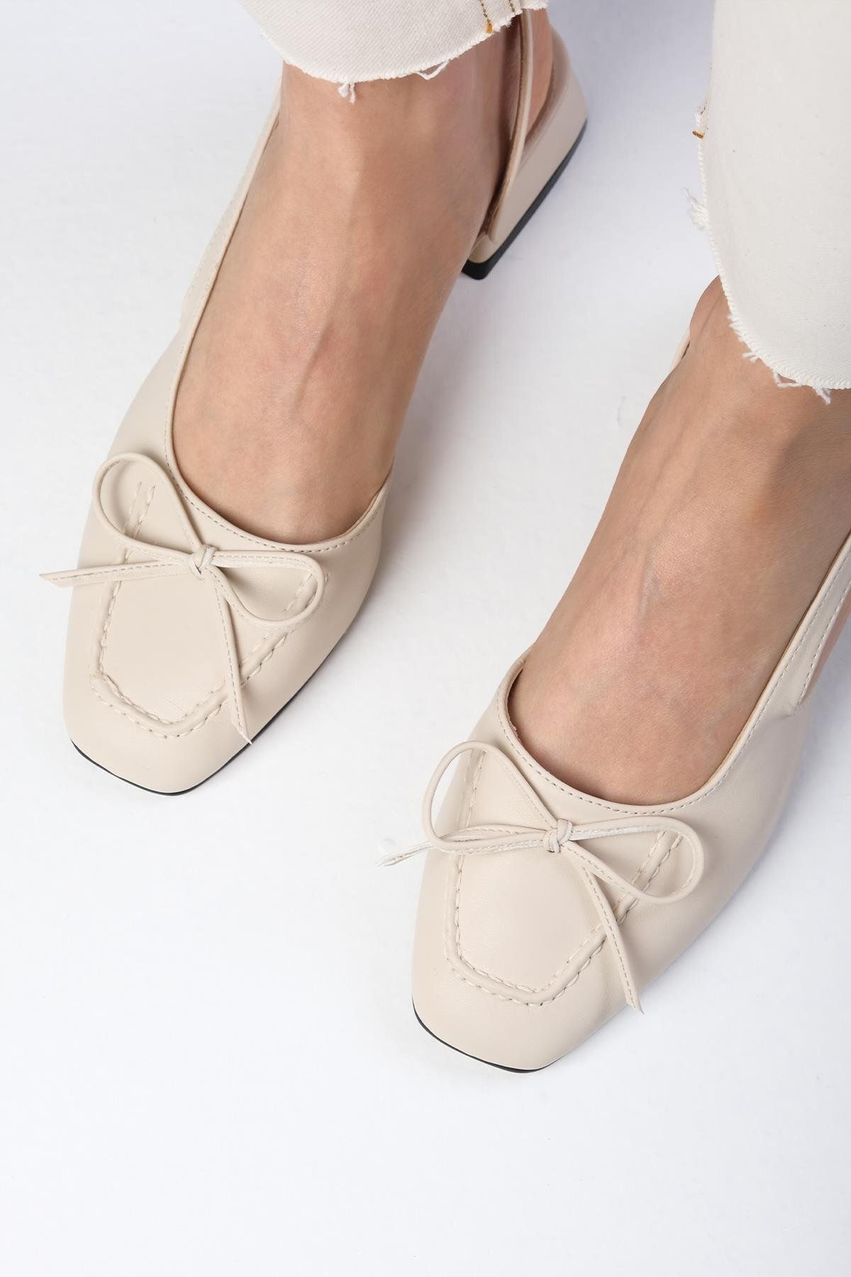 Mio Gusto-Bria Nude offene Schuhe mit kurzem Absatz für Damen 2