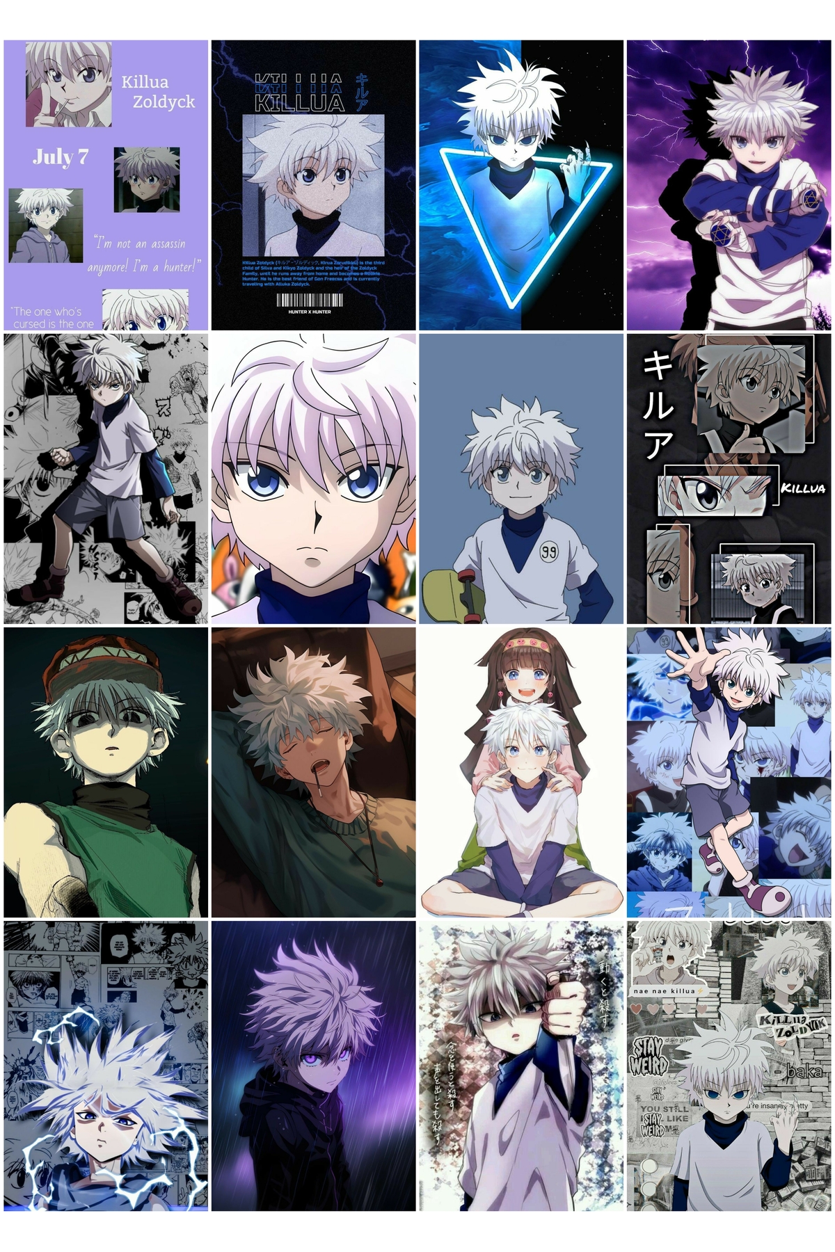 owl bag Hunter X hunter - Killua Zoldyck tasarımlı desenli 16 ' lı