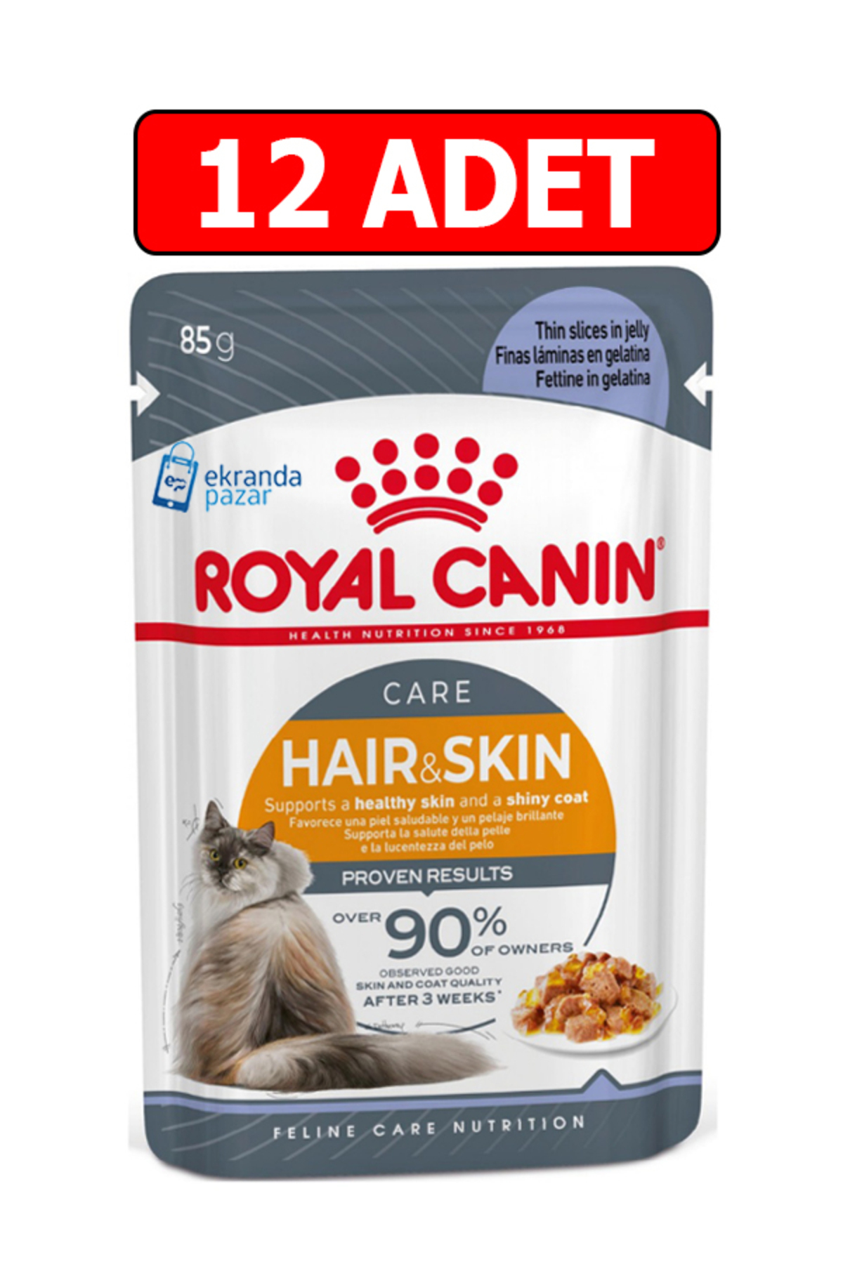 Royal Canin Royal canın hair skin kedi yaş mama 85gr 12 adet kedi konserve pouch