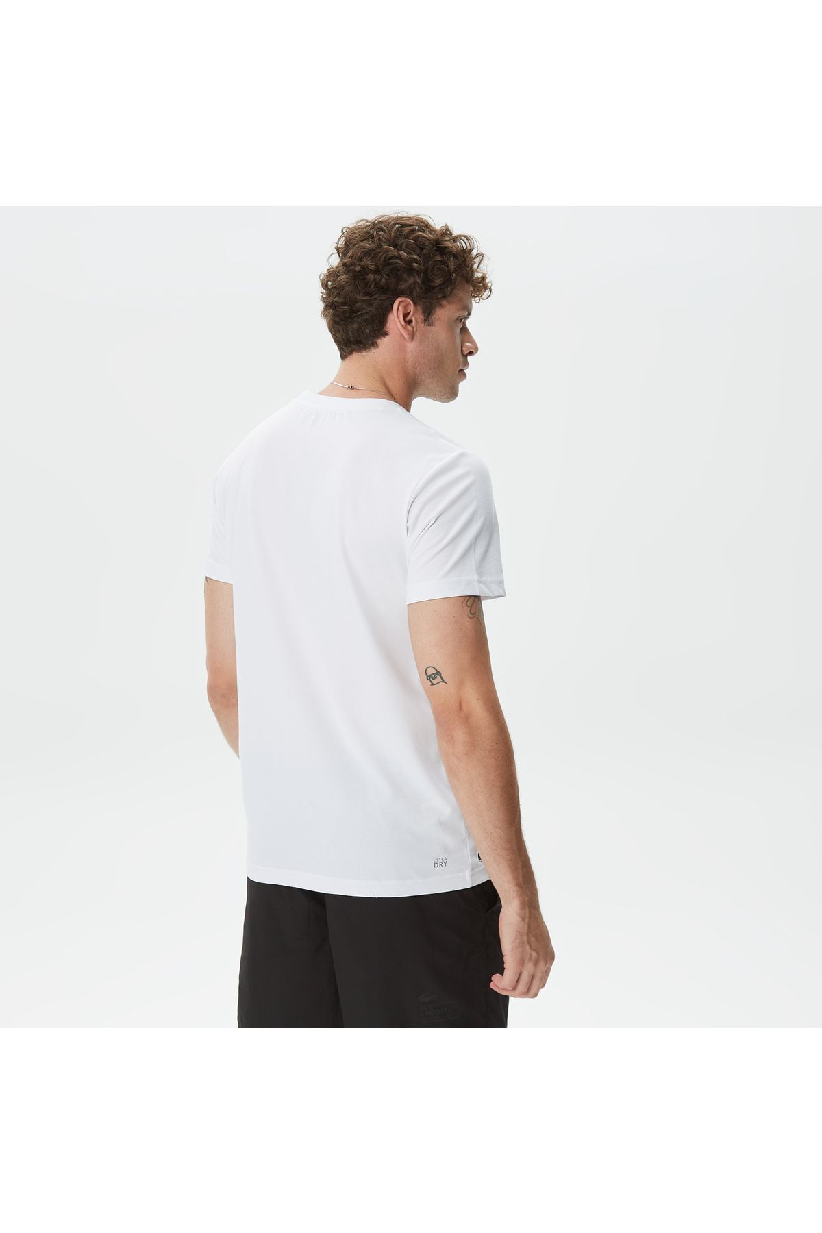 Lacoste ورزش مردان به طور منظم و مناسب پنبه ارگانیک چاپ شده تی شرت سفید