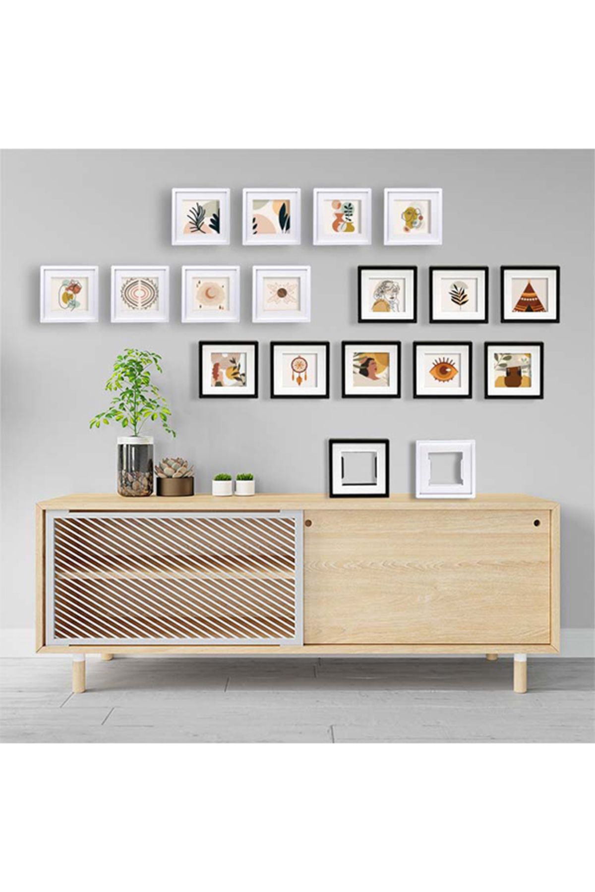 Mayalımeri-Remove-Plug Photo Frame with Paspart 14x14 Square Frame 3 Pack (WITHOUT PHOTO) - White 2