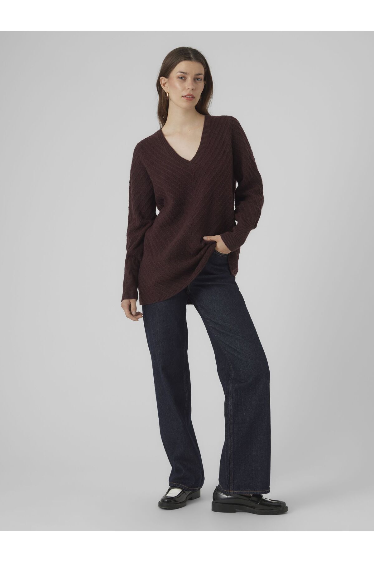 Vero Moda-Strickpullover VMANJASTINNA LONG V-NEK PULLOVER GA EXC 4