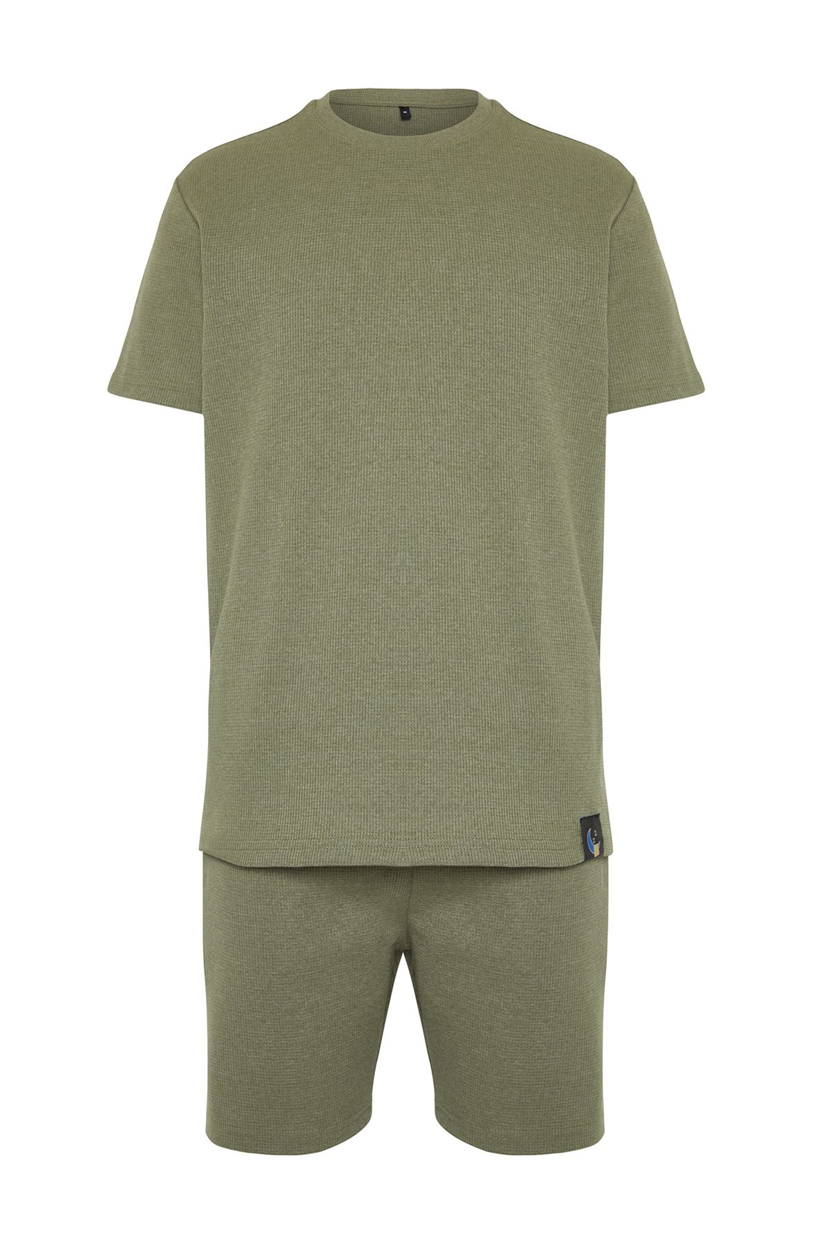 Trendyol Collection-Lehké khaki pletené šortky Regular Fit Waffle Sada pyžama TMNSS23PT00036 7