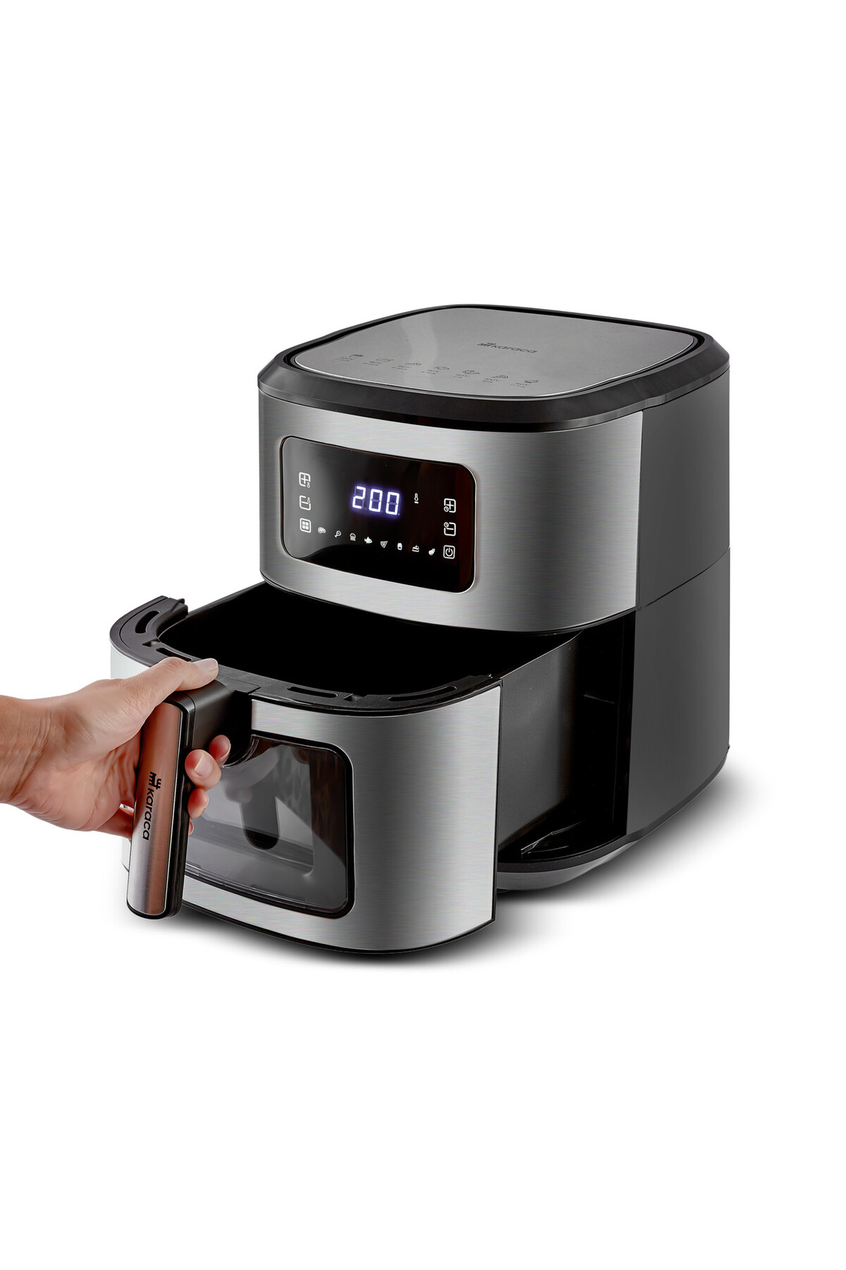 Karaca Multifry Inox Xxl 7 Liter Airfryer Mit Digitalem Glasfenster, Heißluftfritteuse