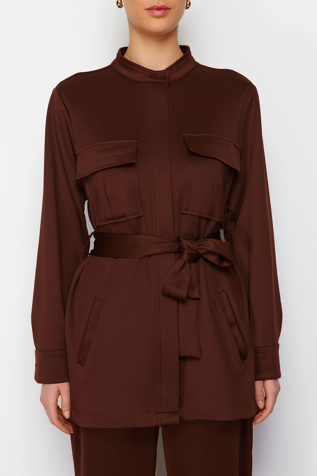 Trendyol Modest-Costum de scafandru din țesătură pentru scufundări - cu centură și buzunar TCTSS24US00043 4