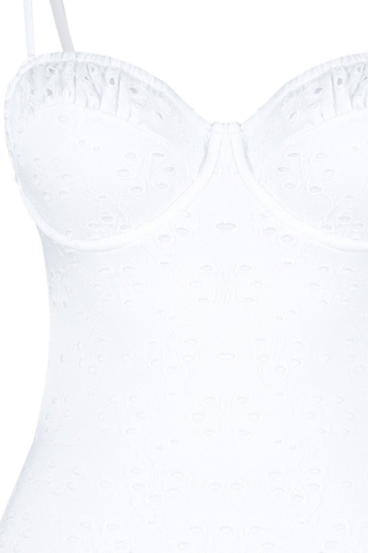Trendyol Collection-Weißer Badeanzug mit V-Ausschnitt aus hochwertigem Stoff – gebunden TBESS24MA00064 9