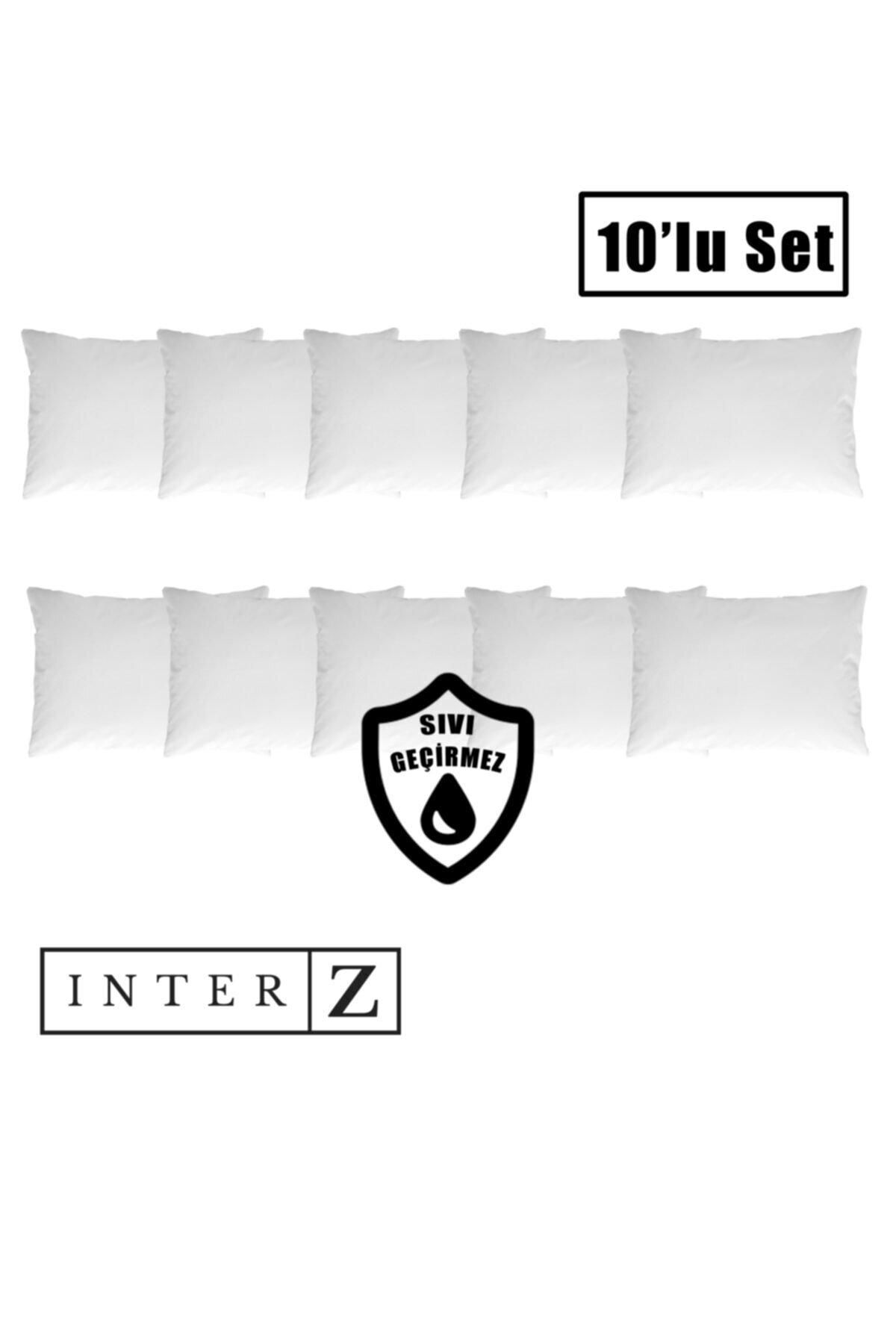 MELONIE 10'lu Set Sıvı Geçirmez Yastık Koruyucu Alez Fermuarlı , 50x70 Cm