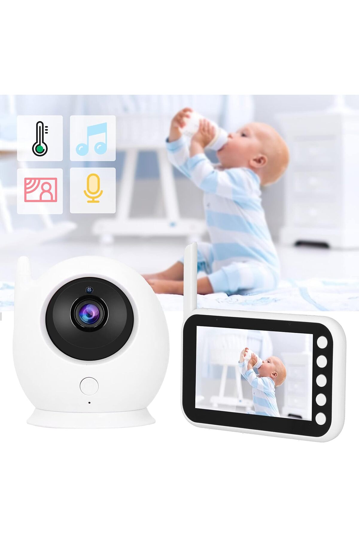 JUNGLEE 4.3 inç WiFi Bebek Monitörü, 8 IR Gece Görüş Ledli Güvenlik ve Bebek izleme Kamerası 2 Yönlü Ses fotoğrafı 6 (önizleme)