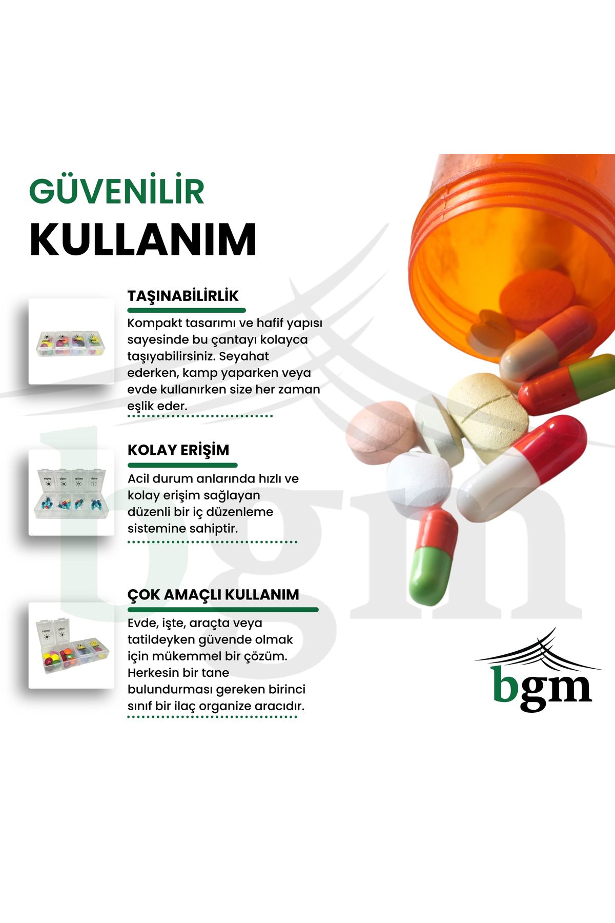 bgm-Daily 4 Compartment Medicine Box - Medicine Organizer 3