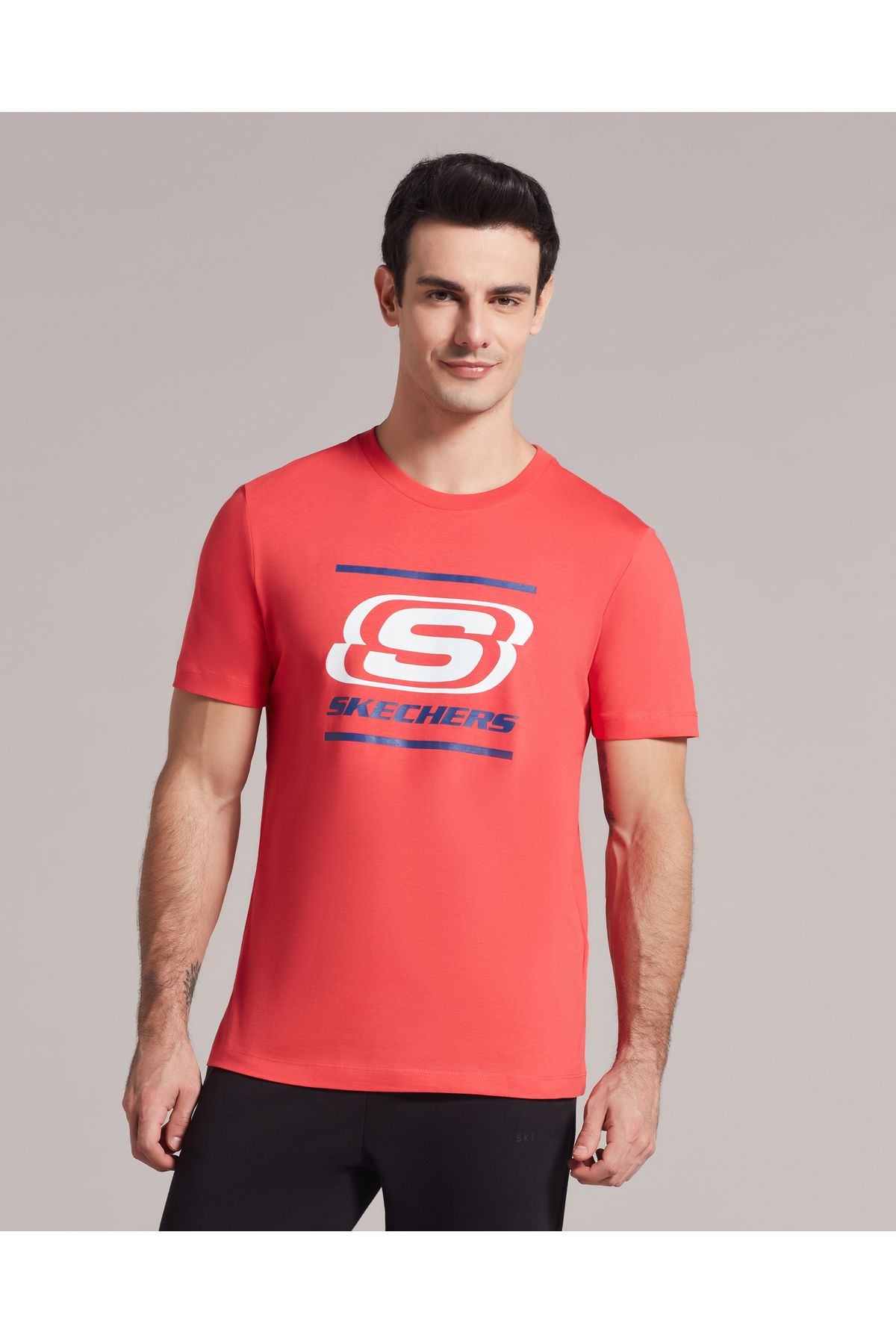 Skechers t shirt mens red best sale