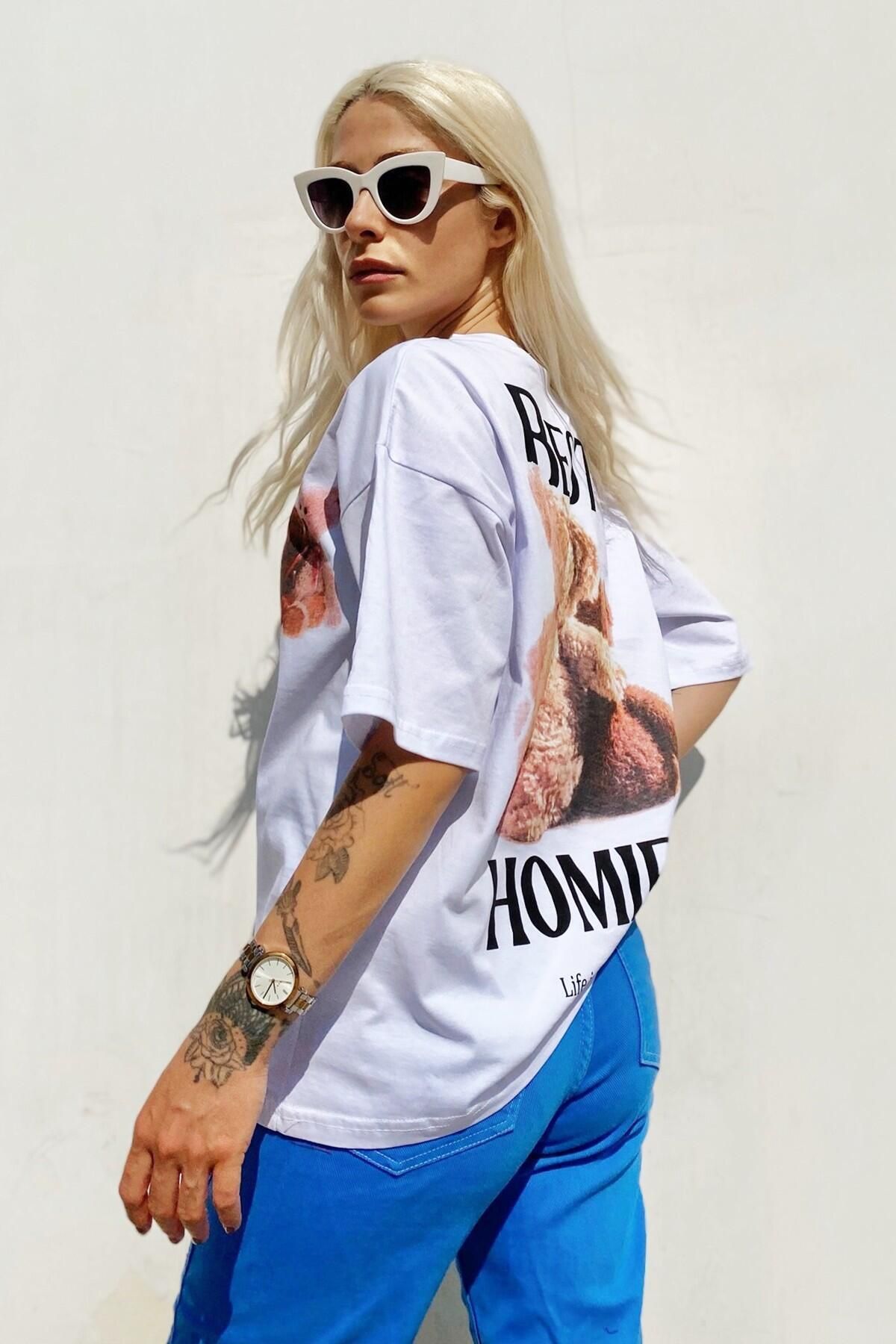 Swist-Dámske biele tričko Best Homies s potlačou Crew Neck 3