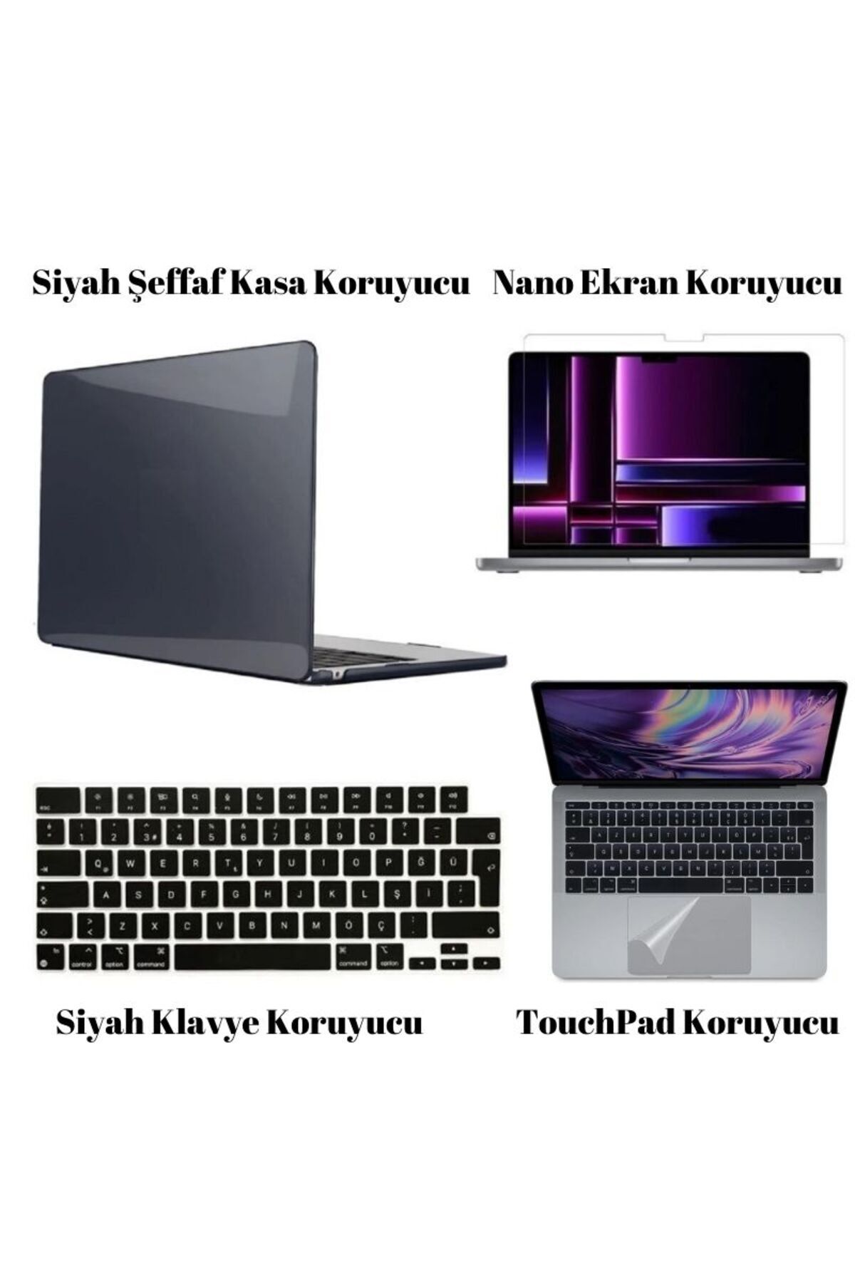 Macbook Air 13.6 M2 A2681 / M3 A3113 / M4 A3240 A3449 Compatible 360 Degree Full Protection Quadruple Set