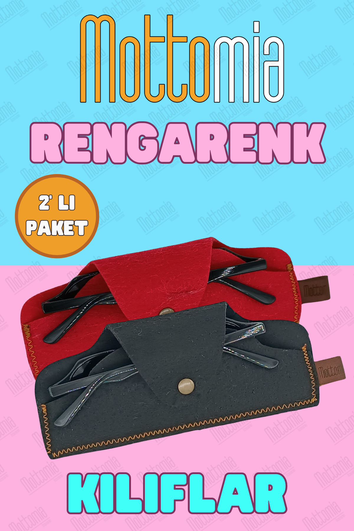 100% Handmade Sunglasses and Reading Glasses Case in 2 Colors Black and Red Felt