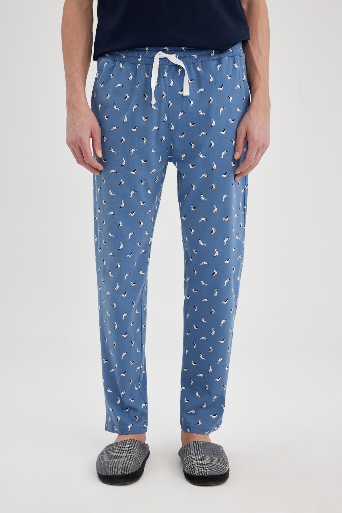 DeFacto-Gemusterte Pyjamahose mit Taschen in normaler Passform B7252ax24sp 3