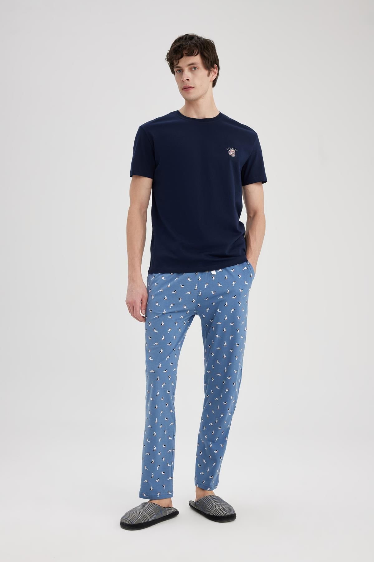 DeFacto-Gemusterte Pyjamahose mit Taschen in normaler Passform B7252ax24sp 2