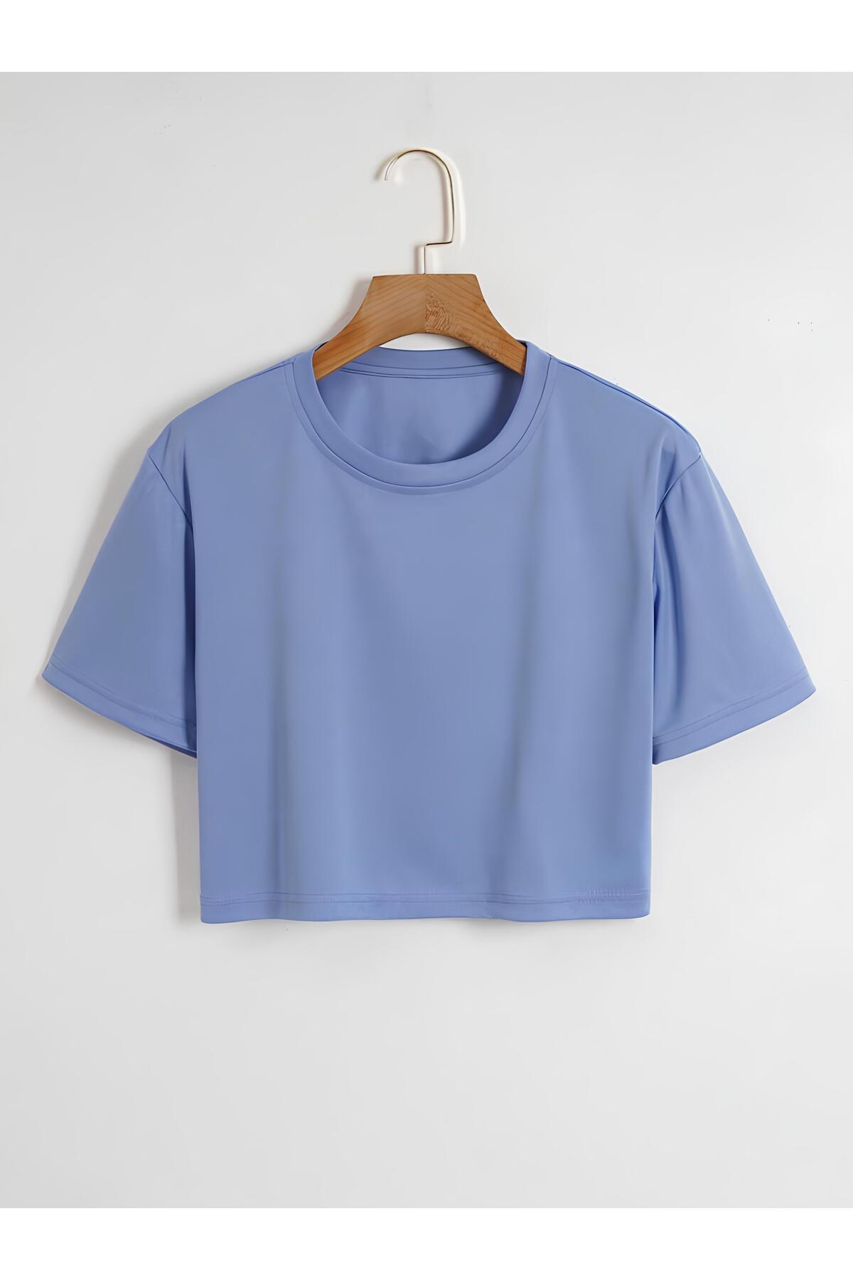 Women's Plain Crew Neck Oversize Crop T-shirt