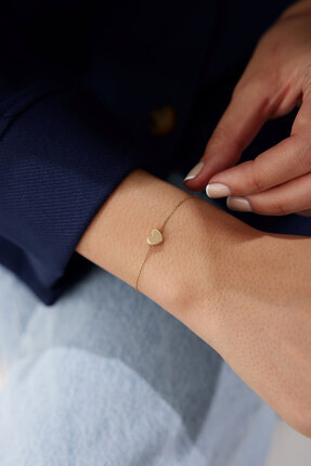 Yavuz Kuyumculuk 14 Ayar Altın Üç Boyutlu Kalp Bileklik