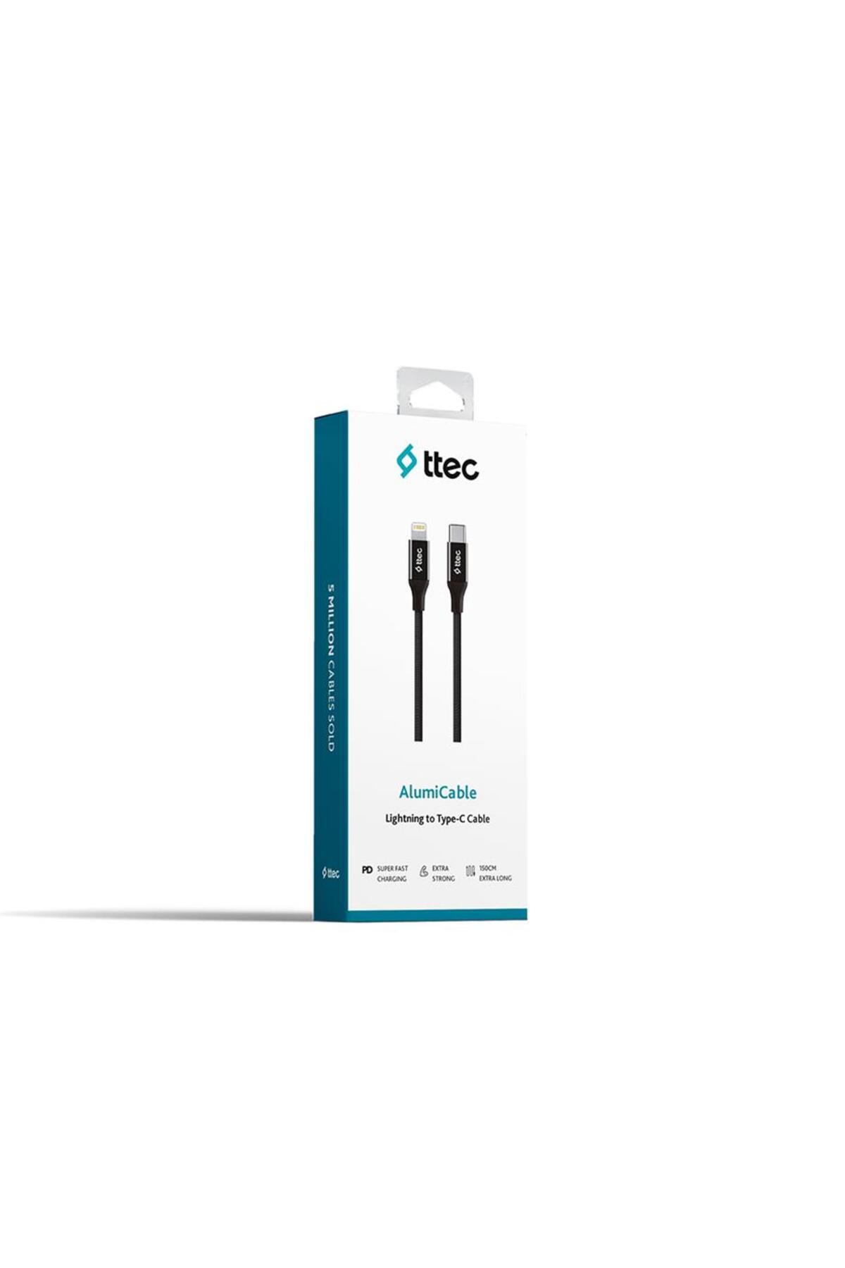 Ttec AlumiCable Cavo USB 1,2 M Da USB C A USB A - Rivestimento In Alluminio E Colore Nero - Carica E Sincronizza