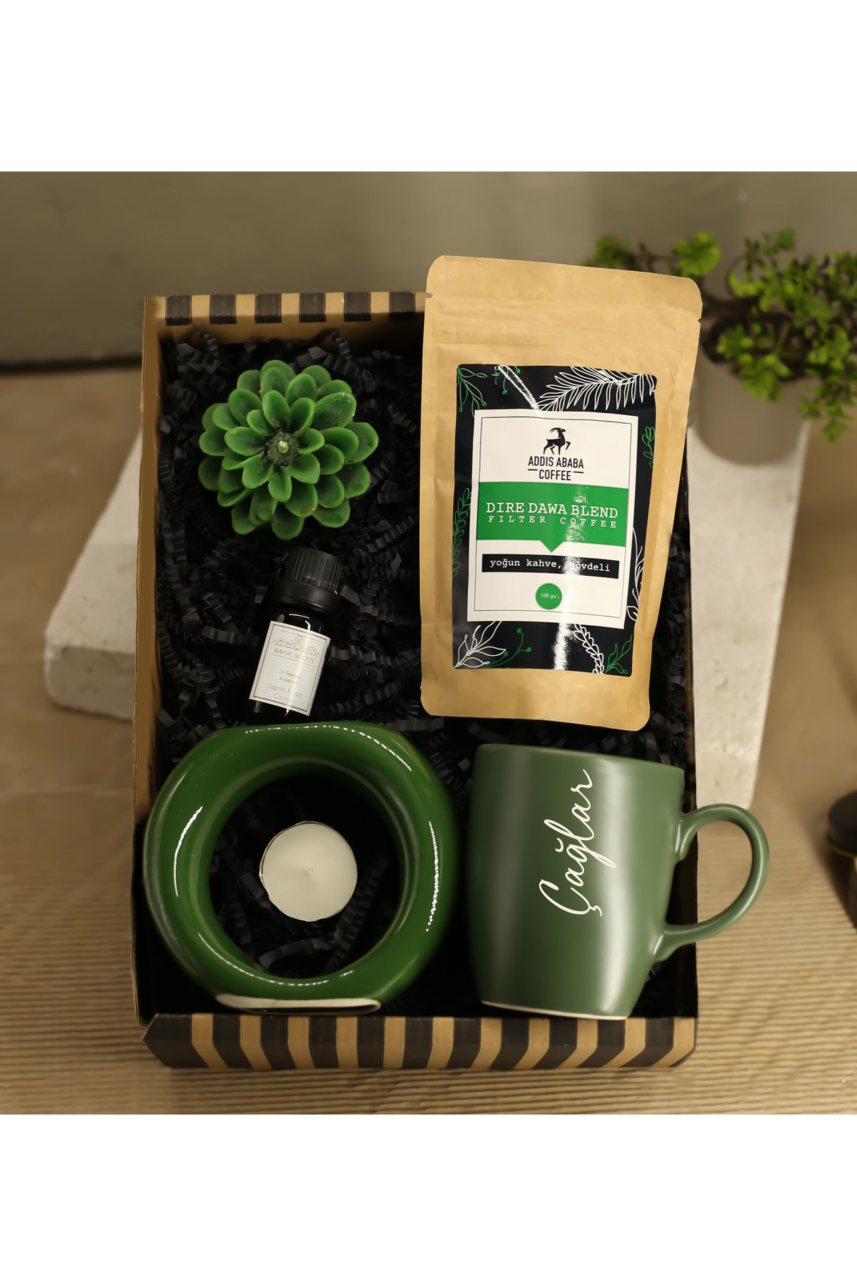 Personalized Mug, Cup & Ring Censer & Censer Scent & Filter Coffee & Candle Gift Set