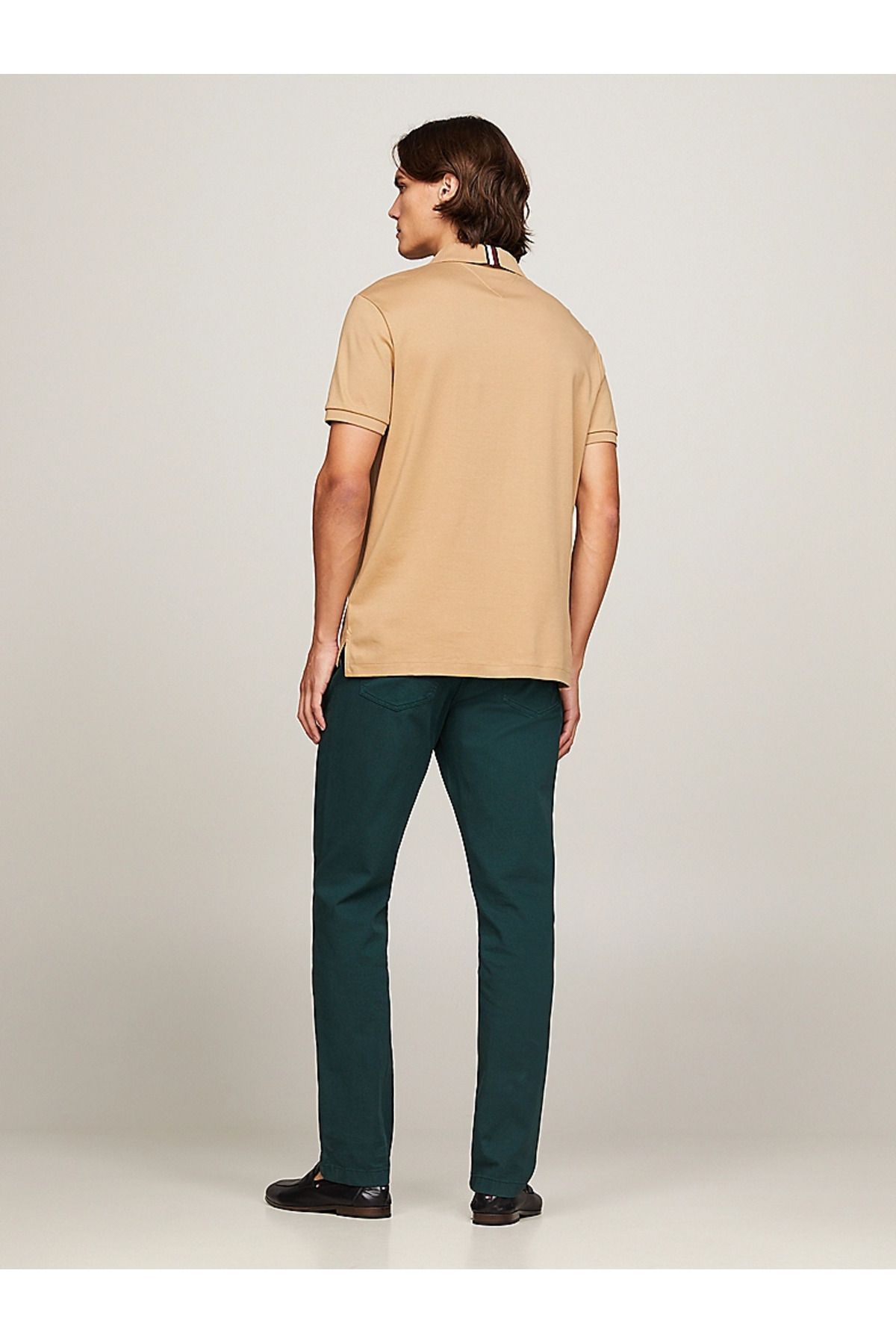 Tommy Hilfiger-Men's Woven Polo Neck Short Sleeve Casual Brown Polo Neck T-Shirt MW0MW34783-RBL 4